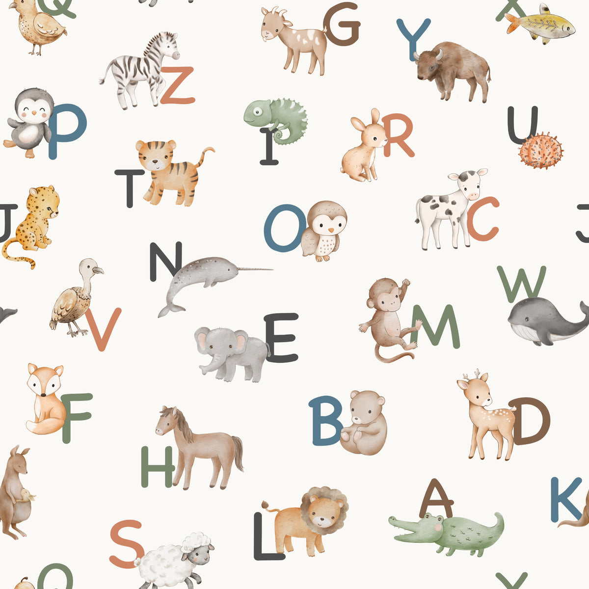 Alphabet Animals English – Off White - Family Fabrics B.V.
