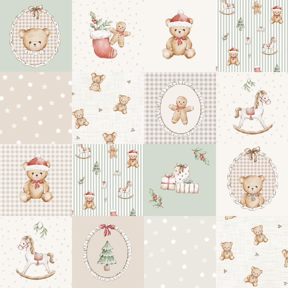 William Teddy Xmas Patchwork – Mint