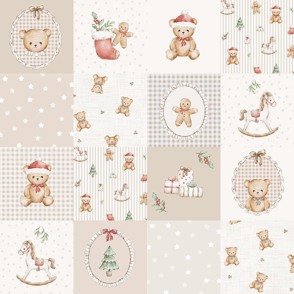William Teddy Xmas Patchwork – Beige