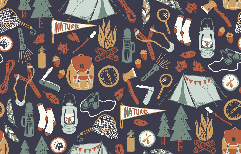 Camping Trip Navy Blue