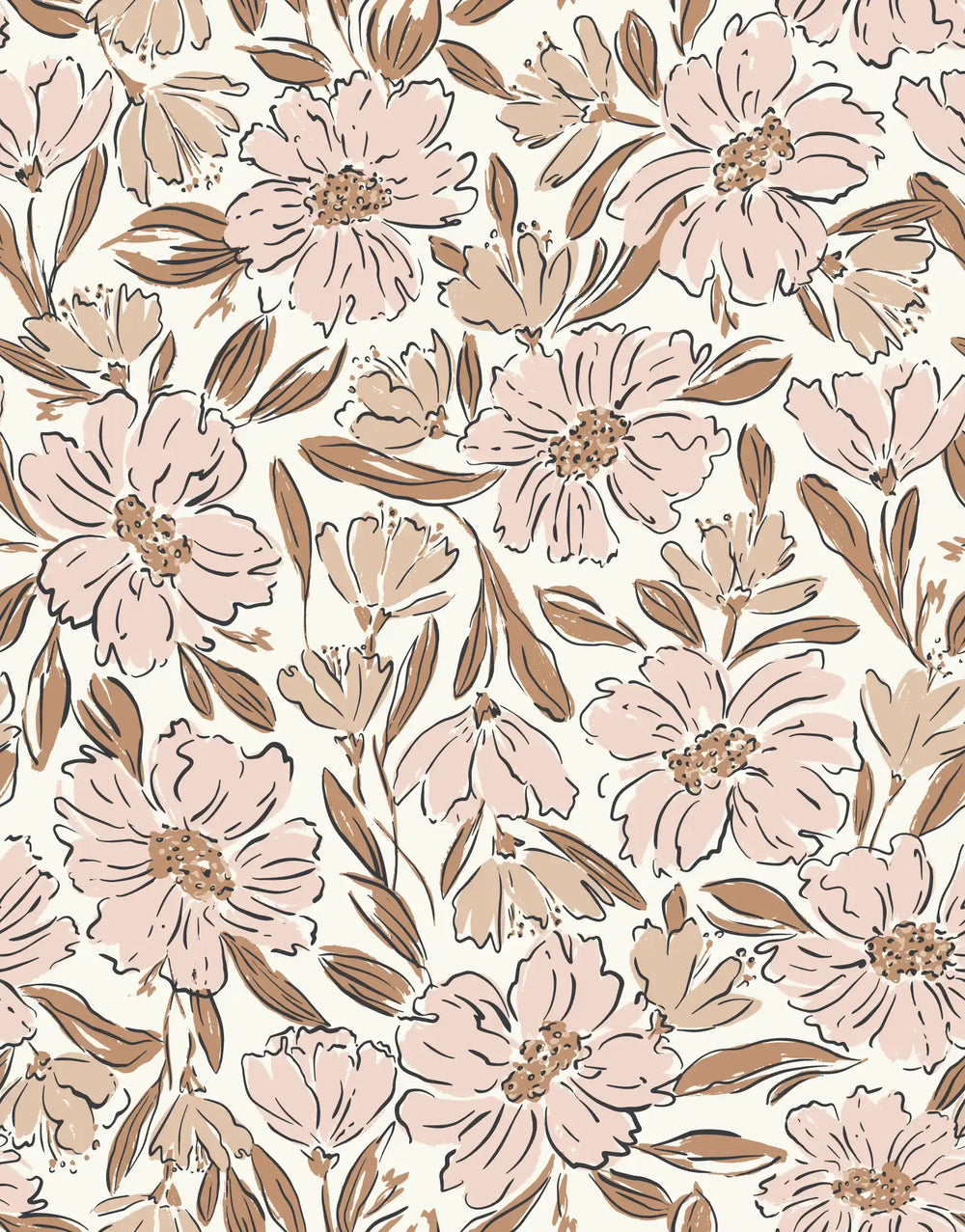 Fallen Blooms Peach Pink Tan