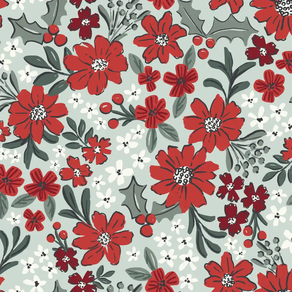 Xmas Floral Grace Light Green