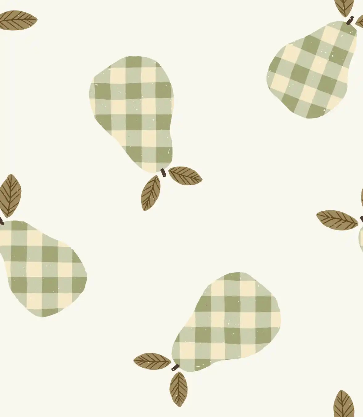 Gingham Pears Green Small