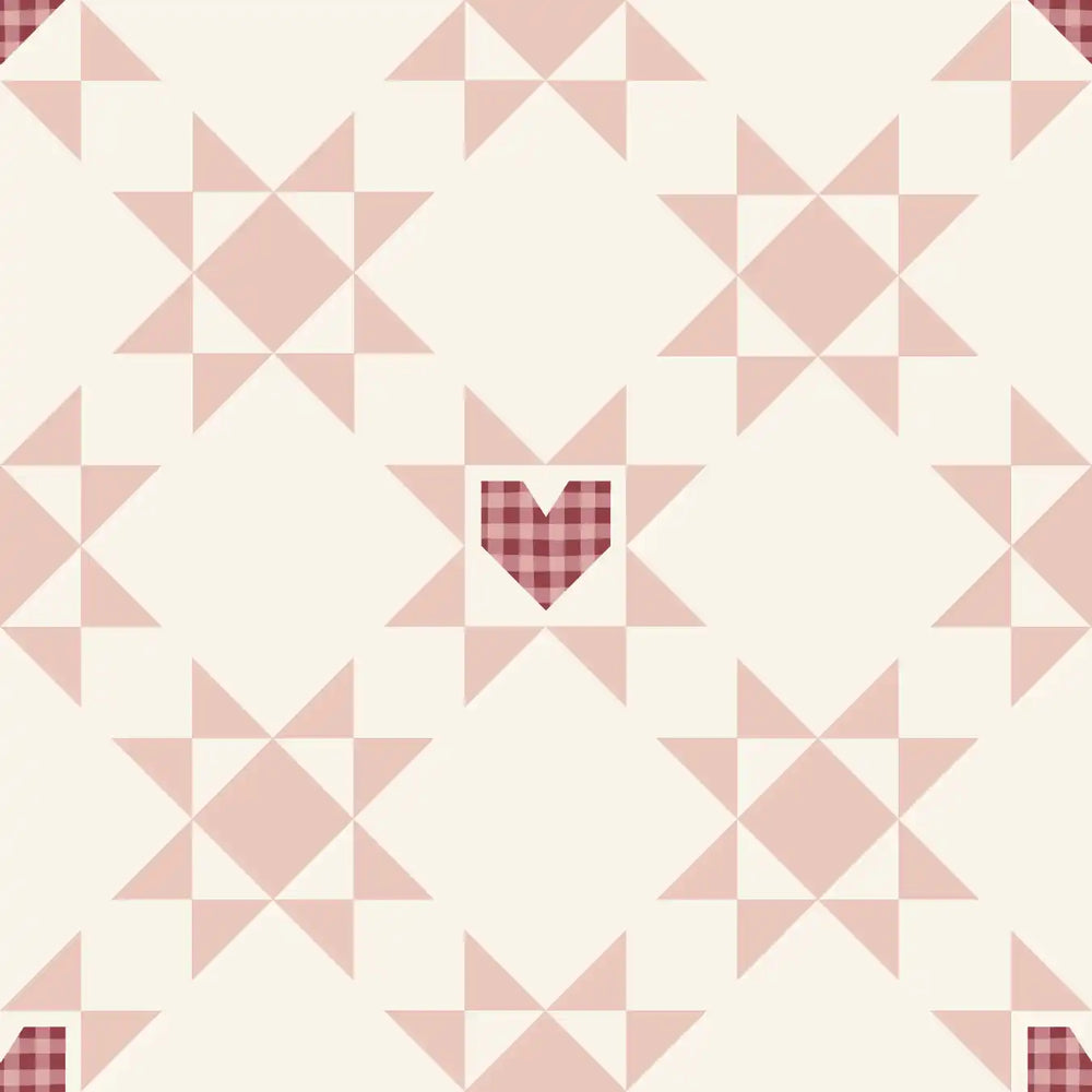Quilted Star and Valentine Hearts Blanket Pink