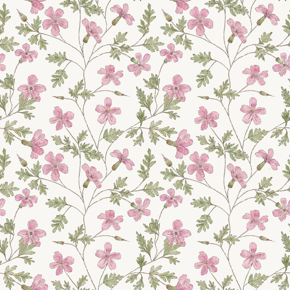 Pink Leafy Flowers Roberta