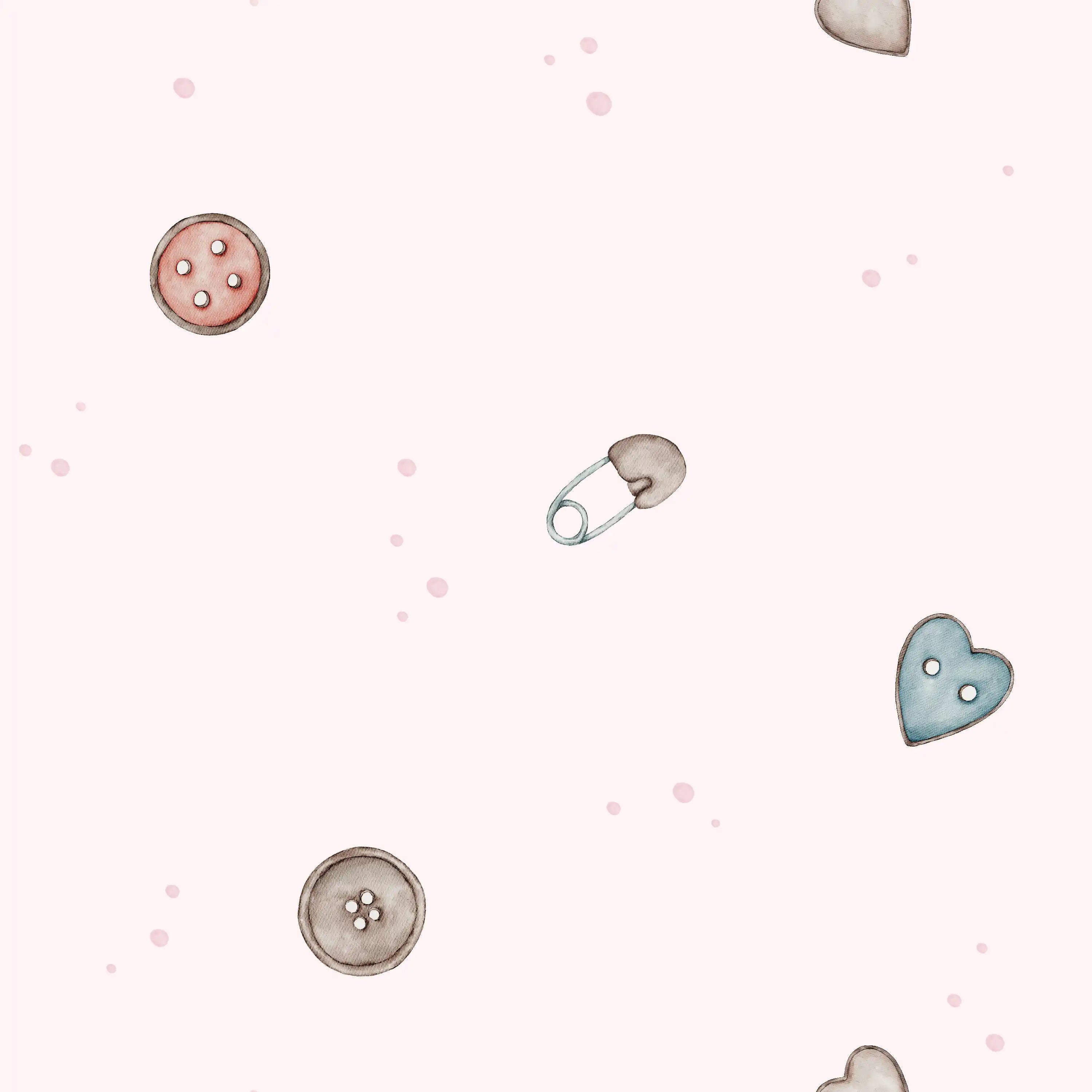 Button Heart Soft Pink