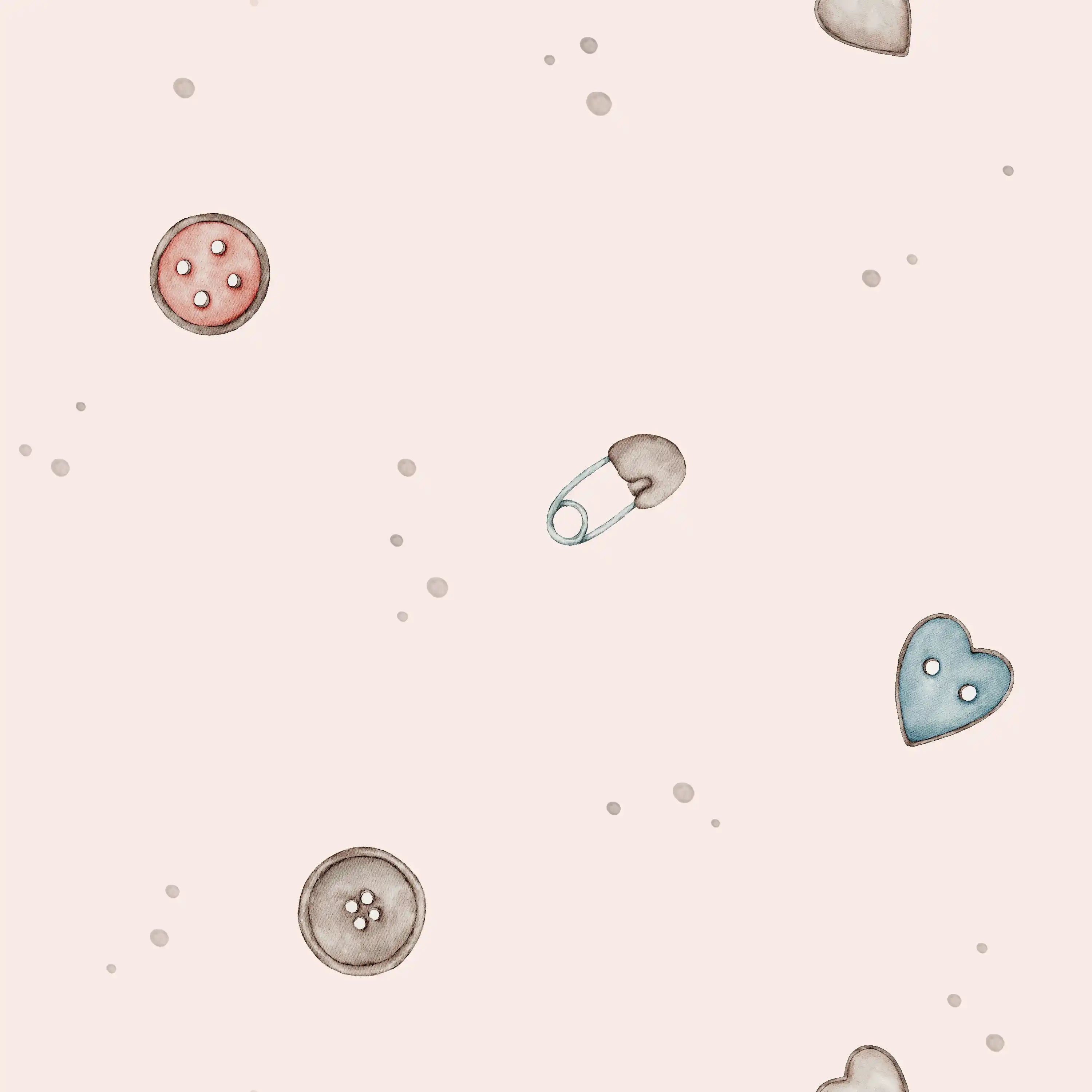 Button Heart Blush Pink