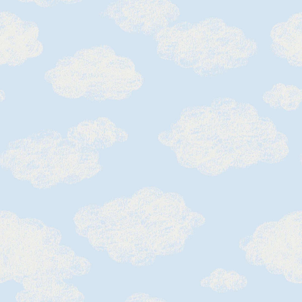 Sky-themed fabric pattern featuring clouds in soft shades, from Family Fabrics B.V.'s Clouds Sky collection, 40x40 inches.
