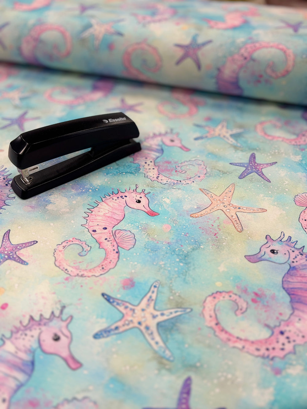 Aqua Seahorse Jersey - Per 50cm