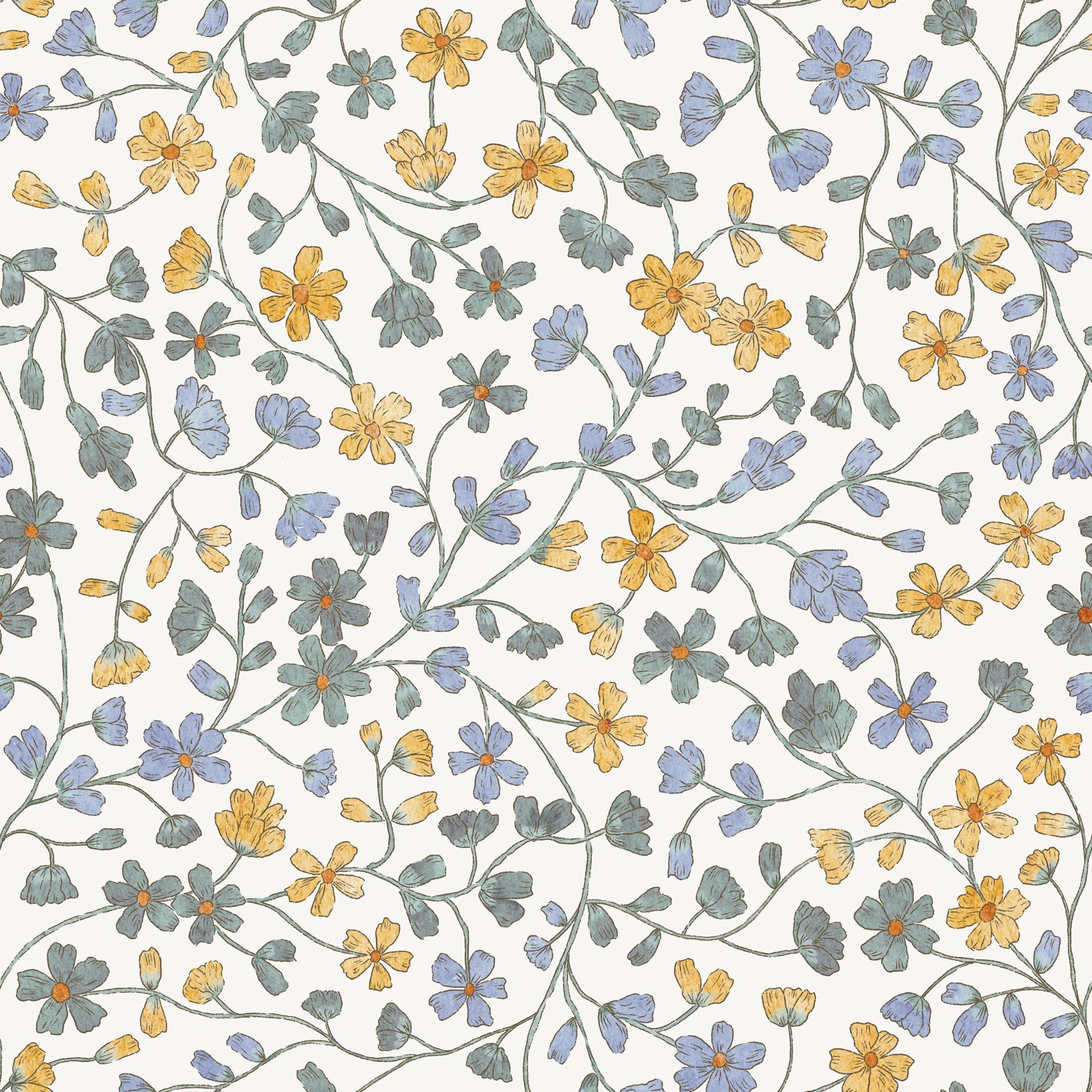 Summer Flowers Blue Yellow