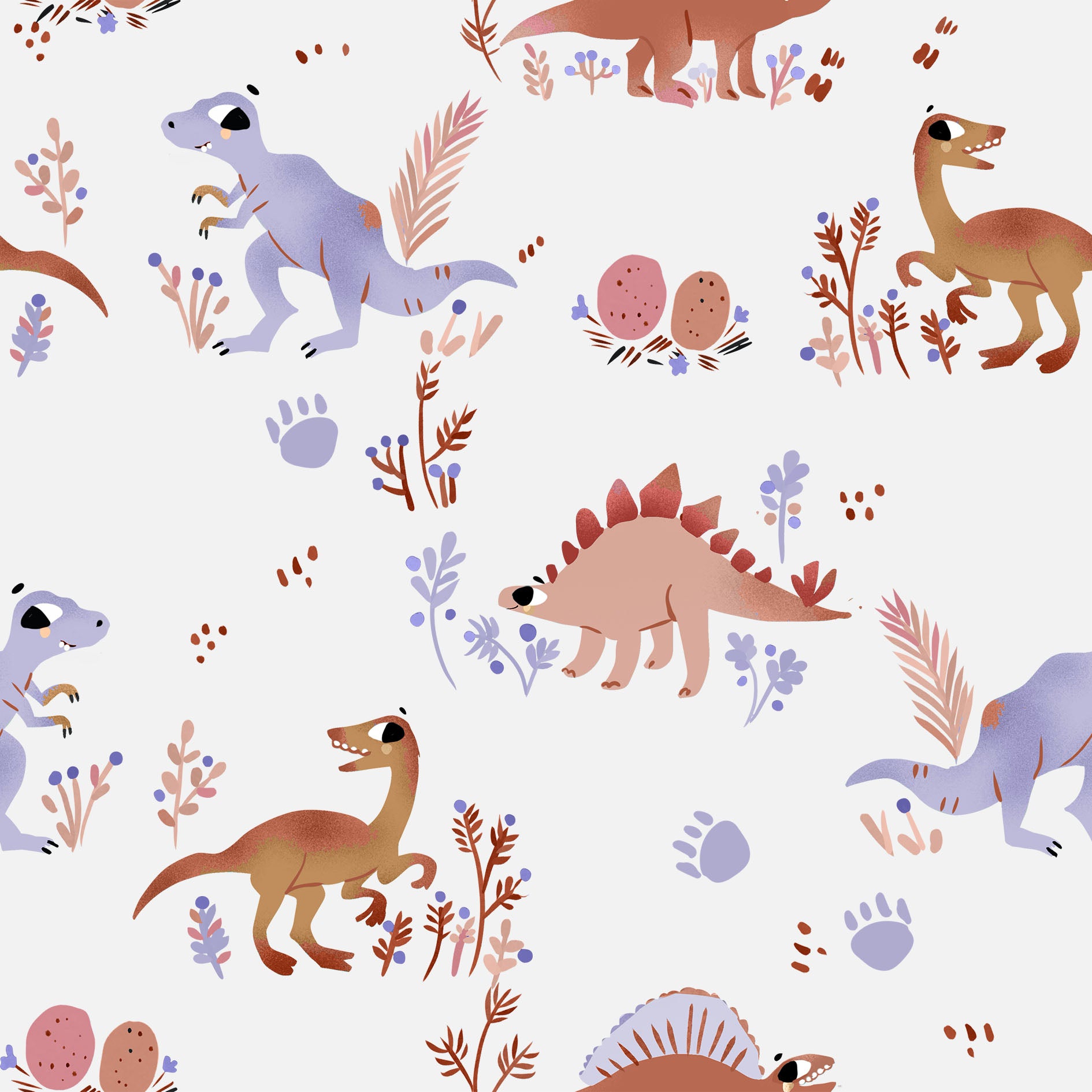 Dino viola print - Family Fabrics B.V.