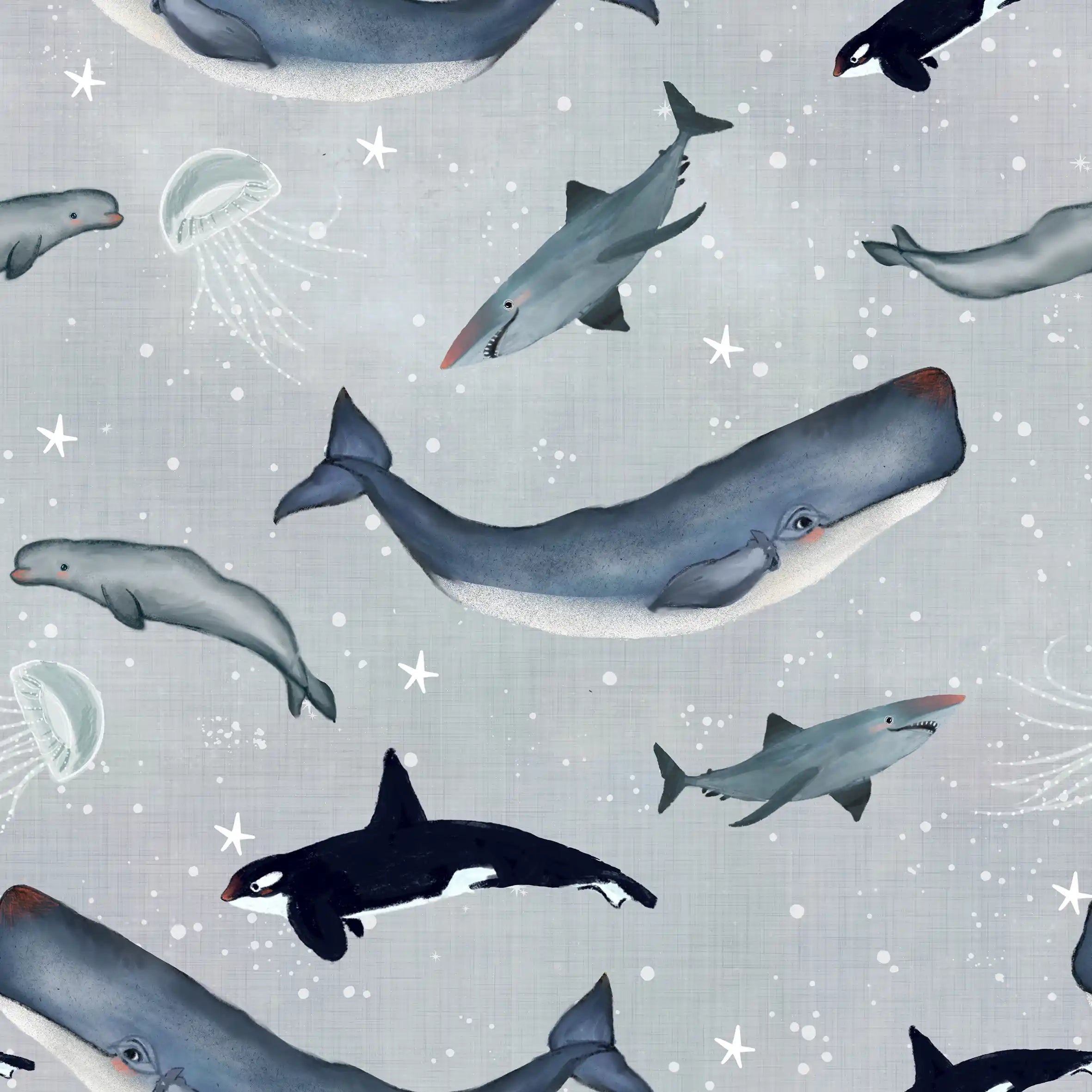 Sea Life Magic Grey - Family Fabrics B.V.