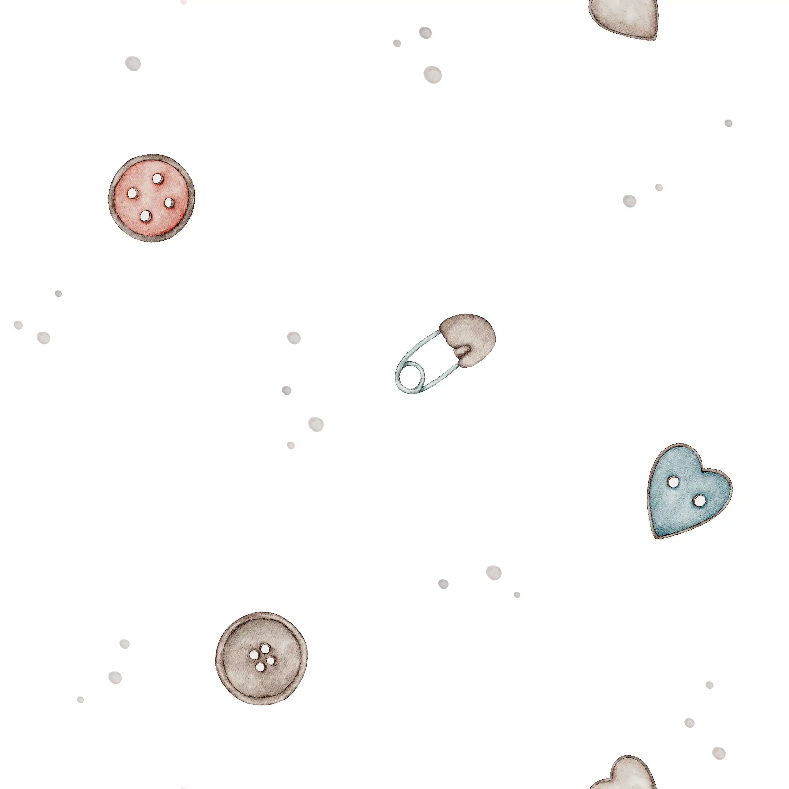 Button Heart Offwhite - Family Fabrics B.V.