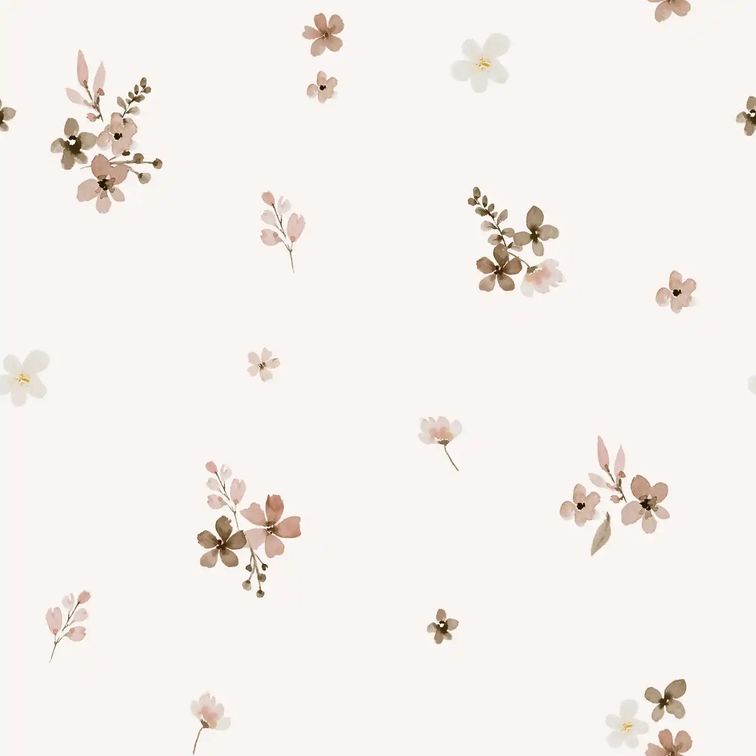 Flower Karla Offwhite Brown Small - Family Fabrics B.V.