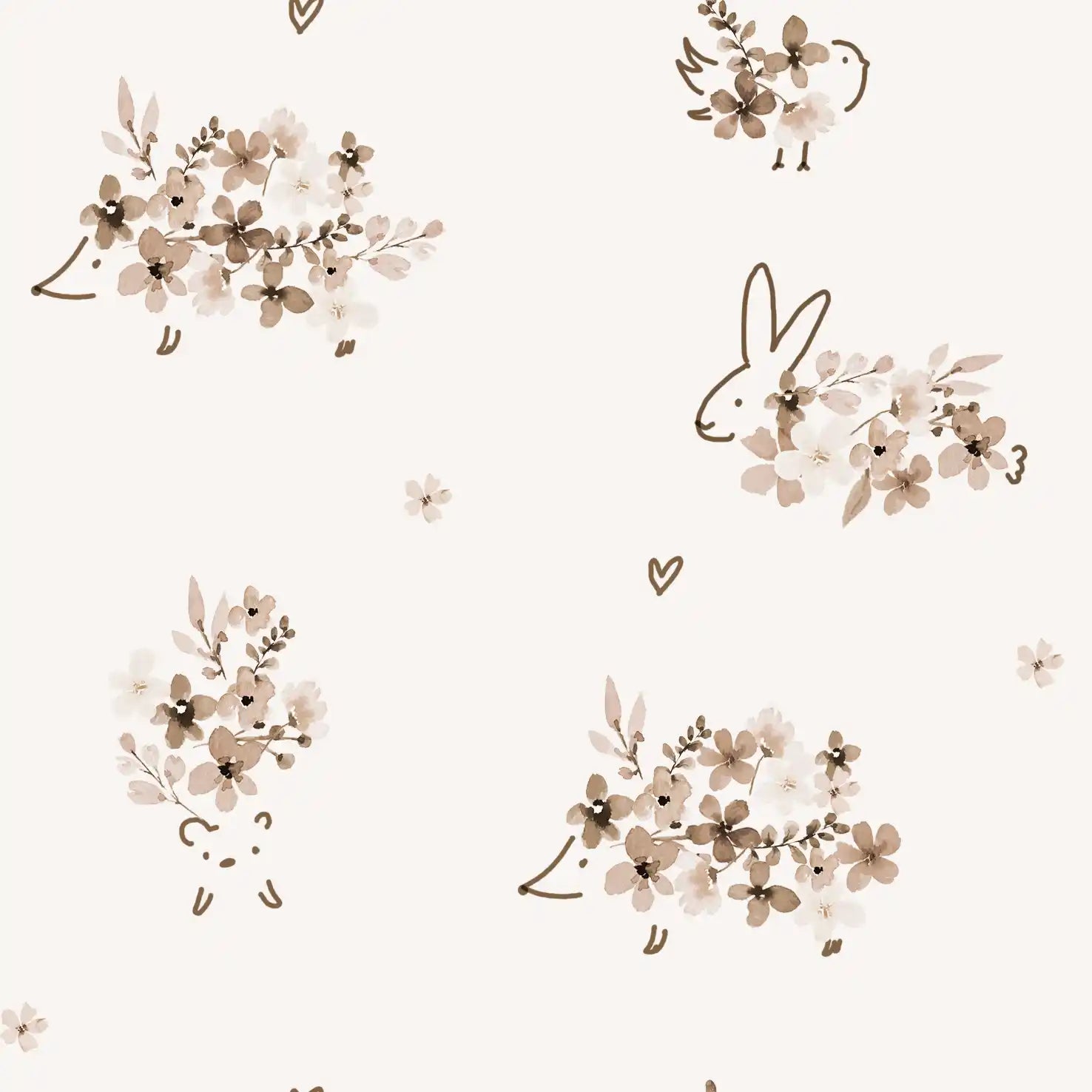 Flowers Animals Sepia - Family Fabrics B.V.