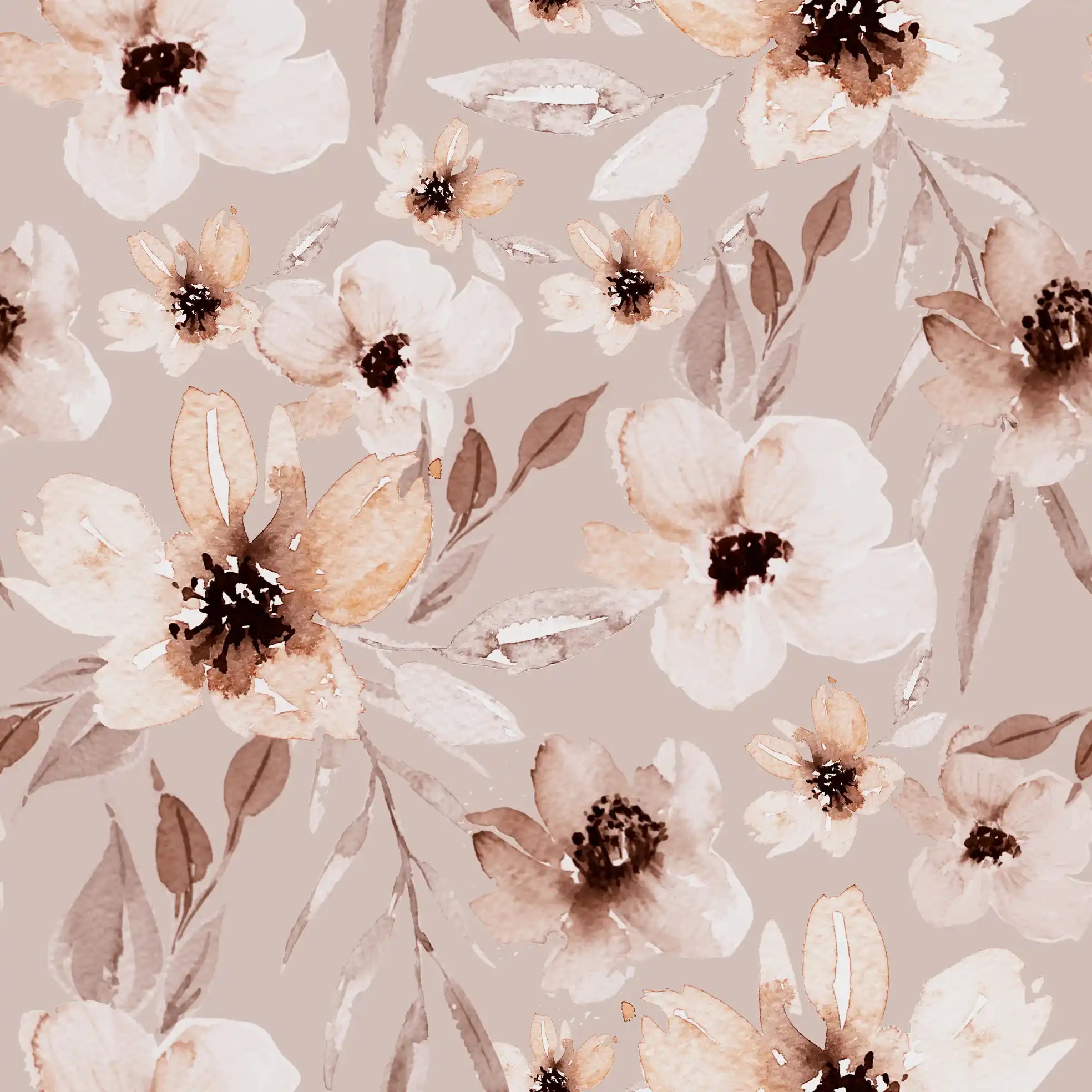 Flowers Elle Lightbrown - Family Fabrics B.V.
