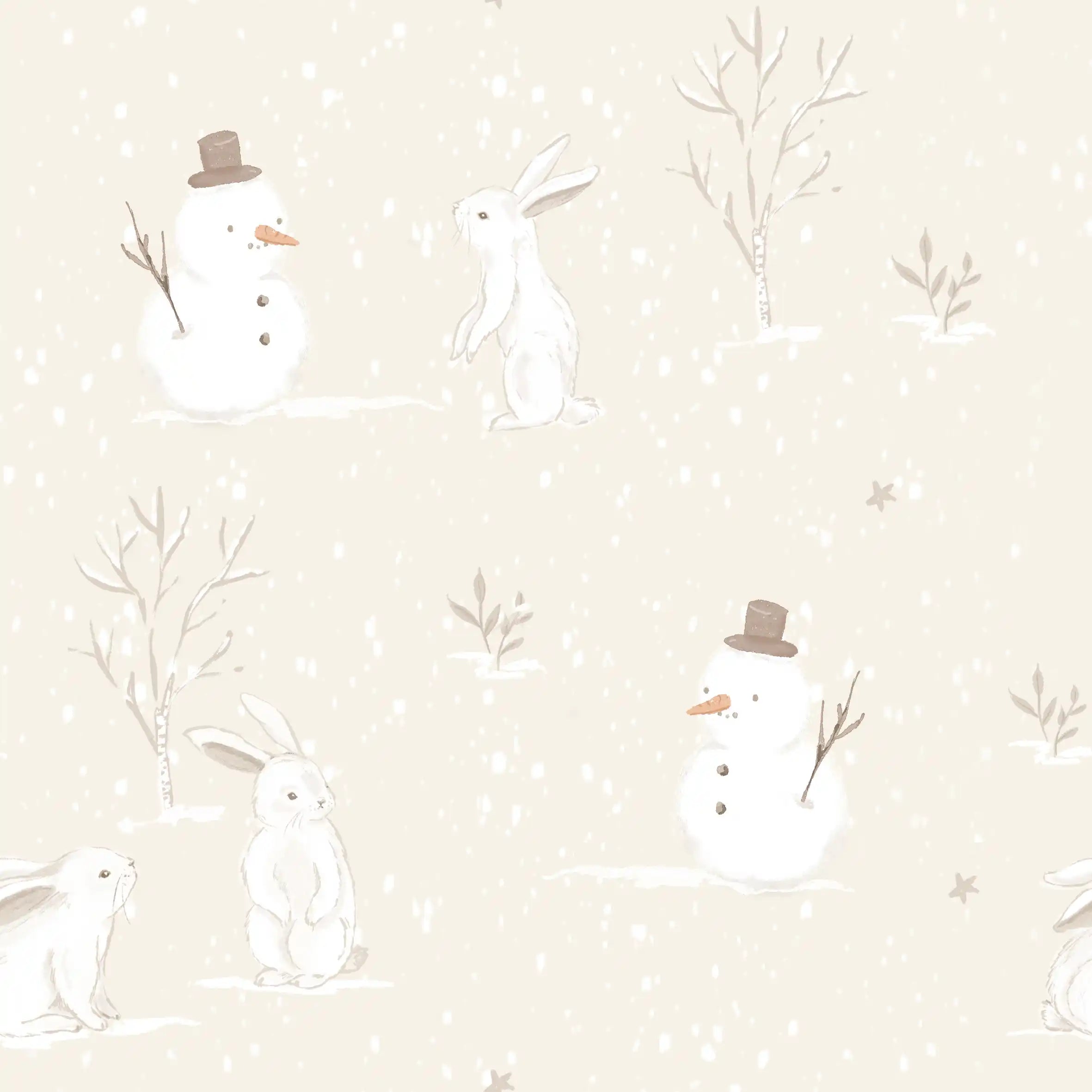 Rabbits In Winter Beige - Family Fabrics B.V.