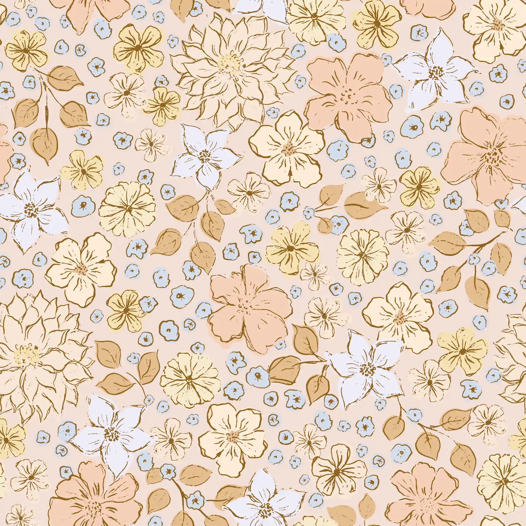 Earthy Warm Flowerfield - Family Fabrics B.V.
