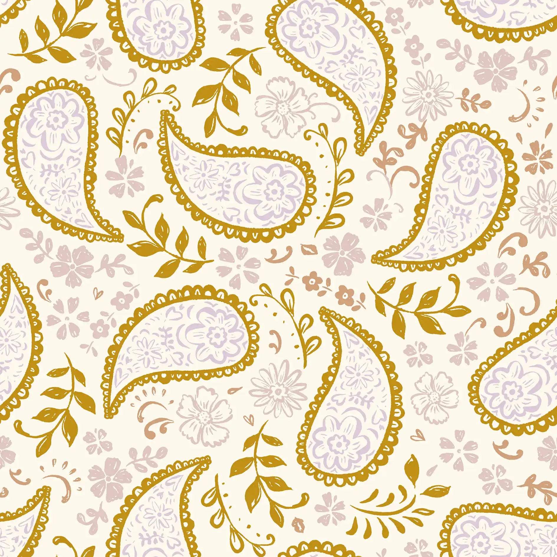 Paisley Dusty Pink & Ochre - Family Fabrics B.V.