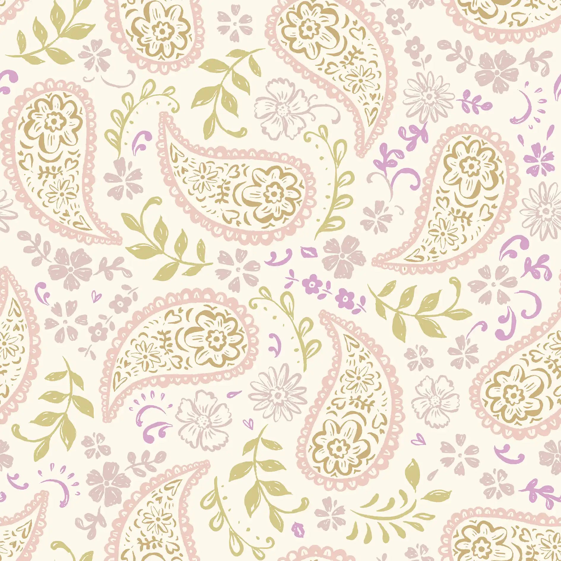 Paisley Pistache & Lila - Family Fabrics B.V.
