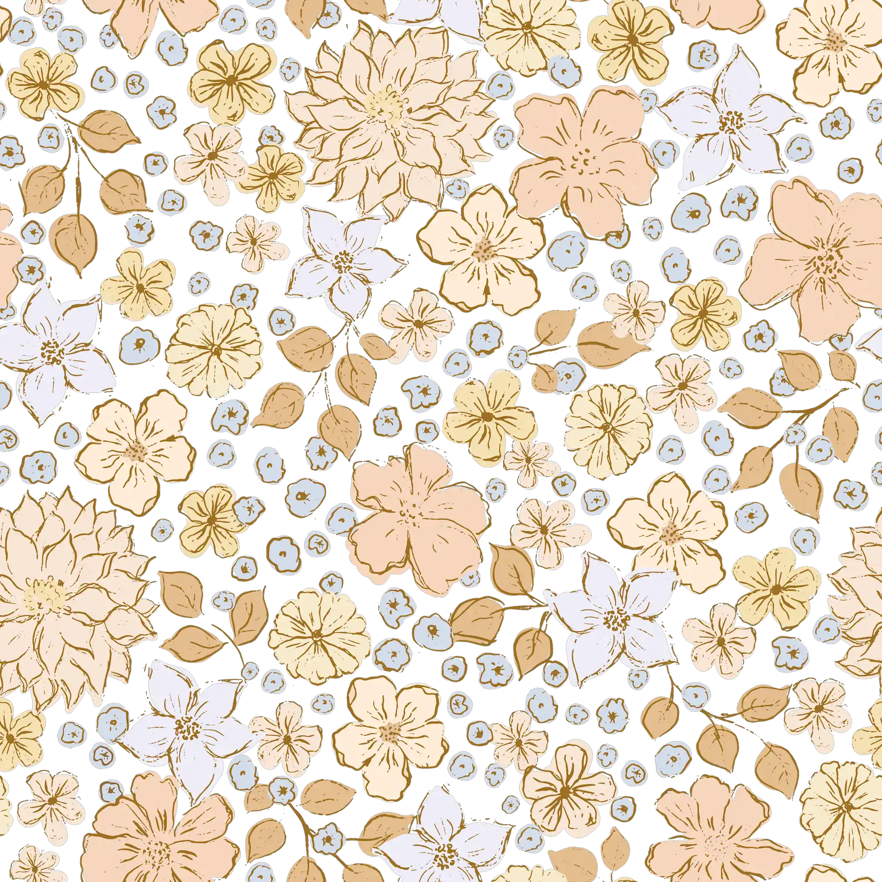 Sky Blue Flowerfield - Family Fabrics B.V.