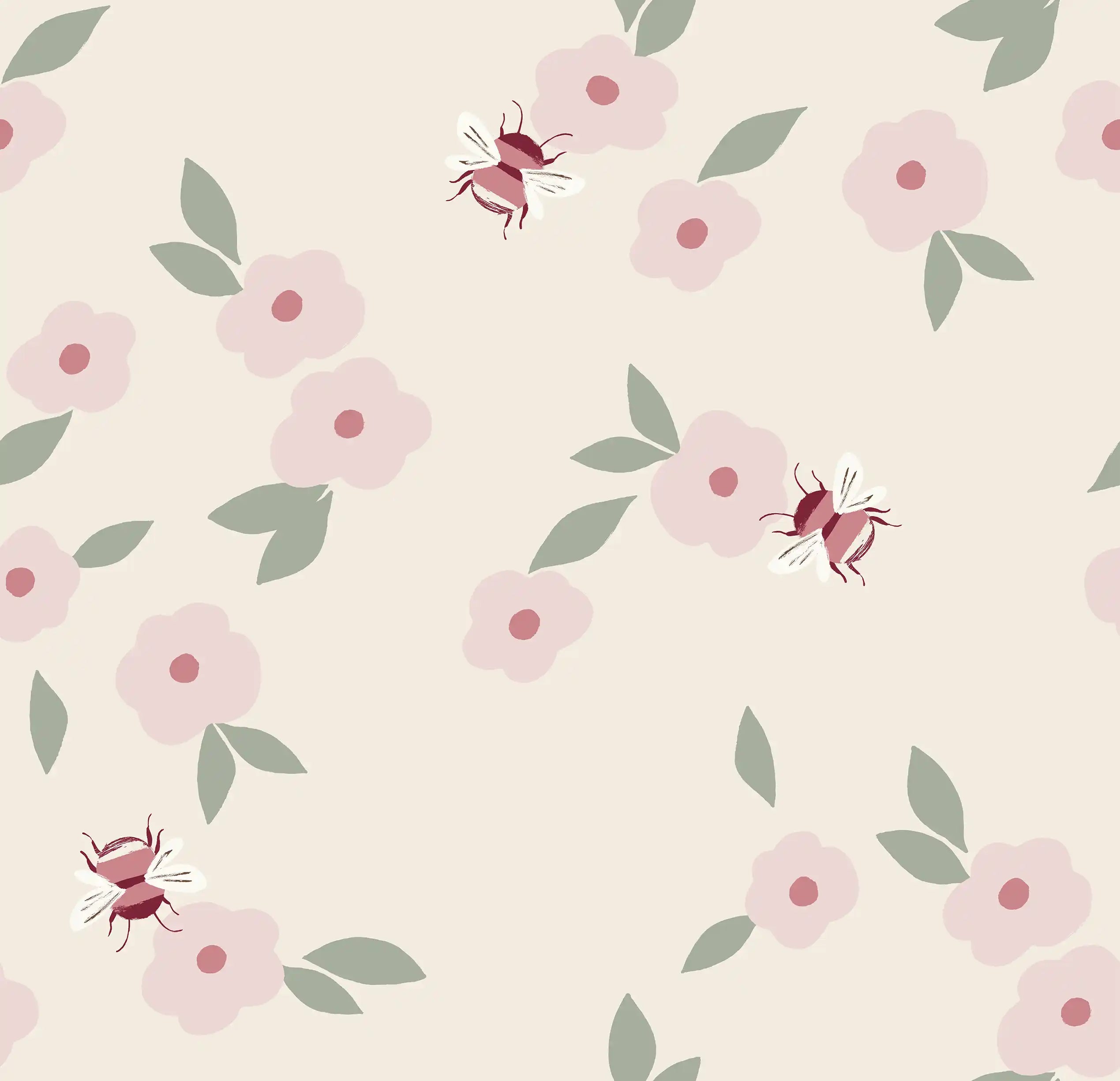 Bees and Flowers Blush - Family Fabrics B.V.