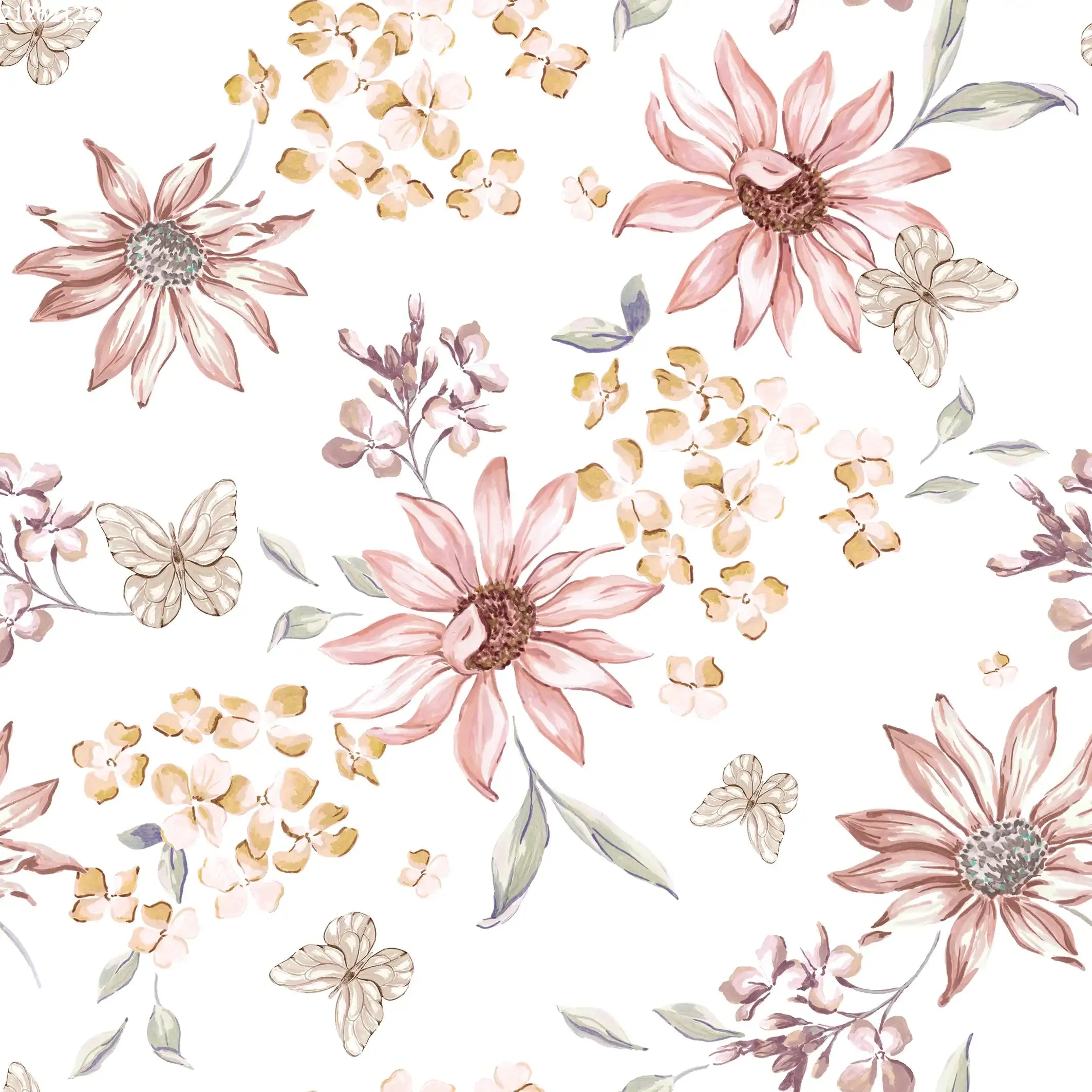 Butterflies & Flowers Off White - Family Fabrics B.V.