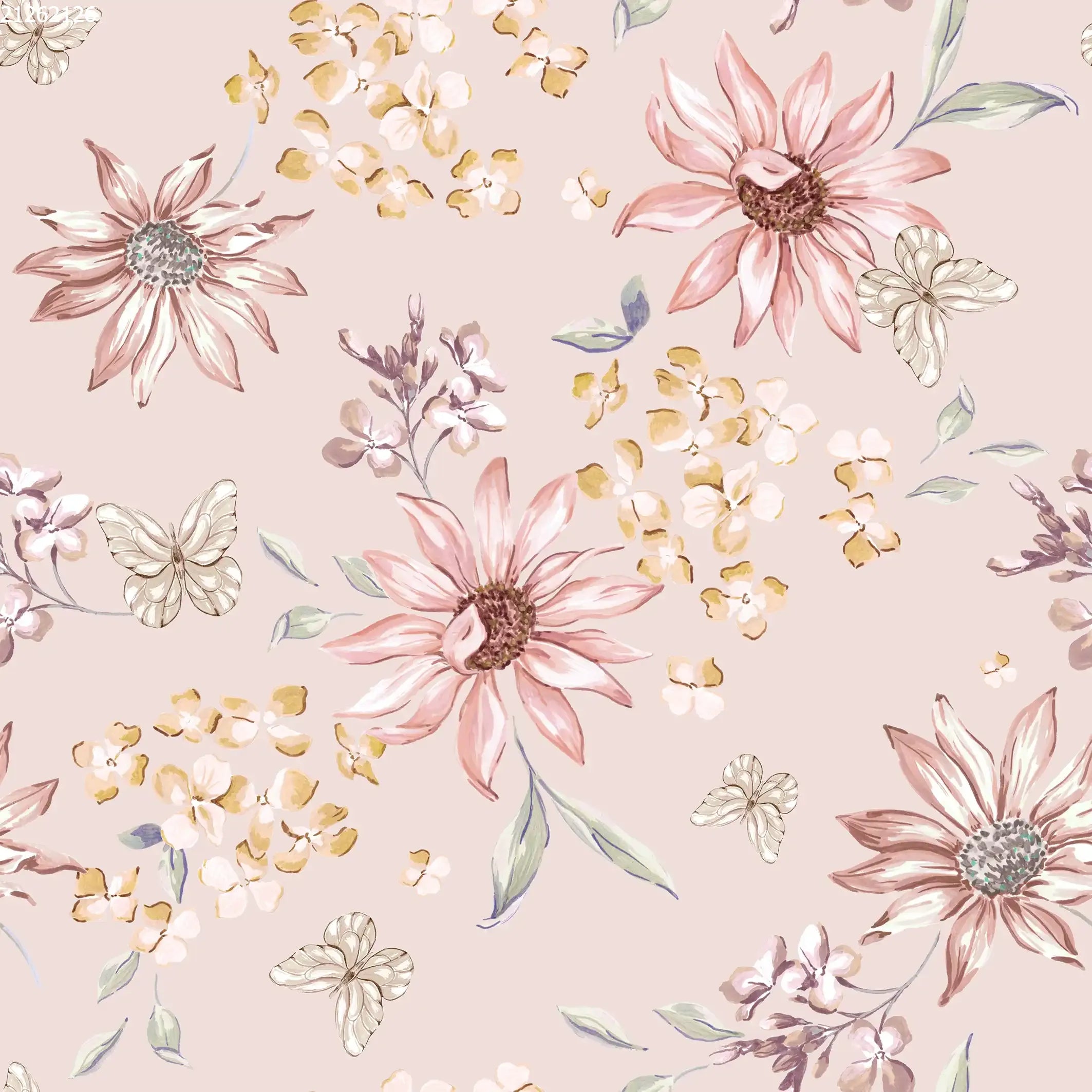 Butterflies & Flowers Pink - Family Fabrics B.V.