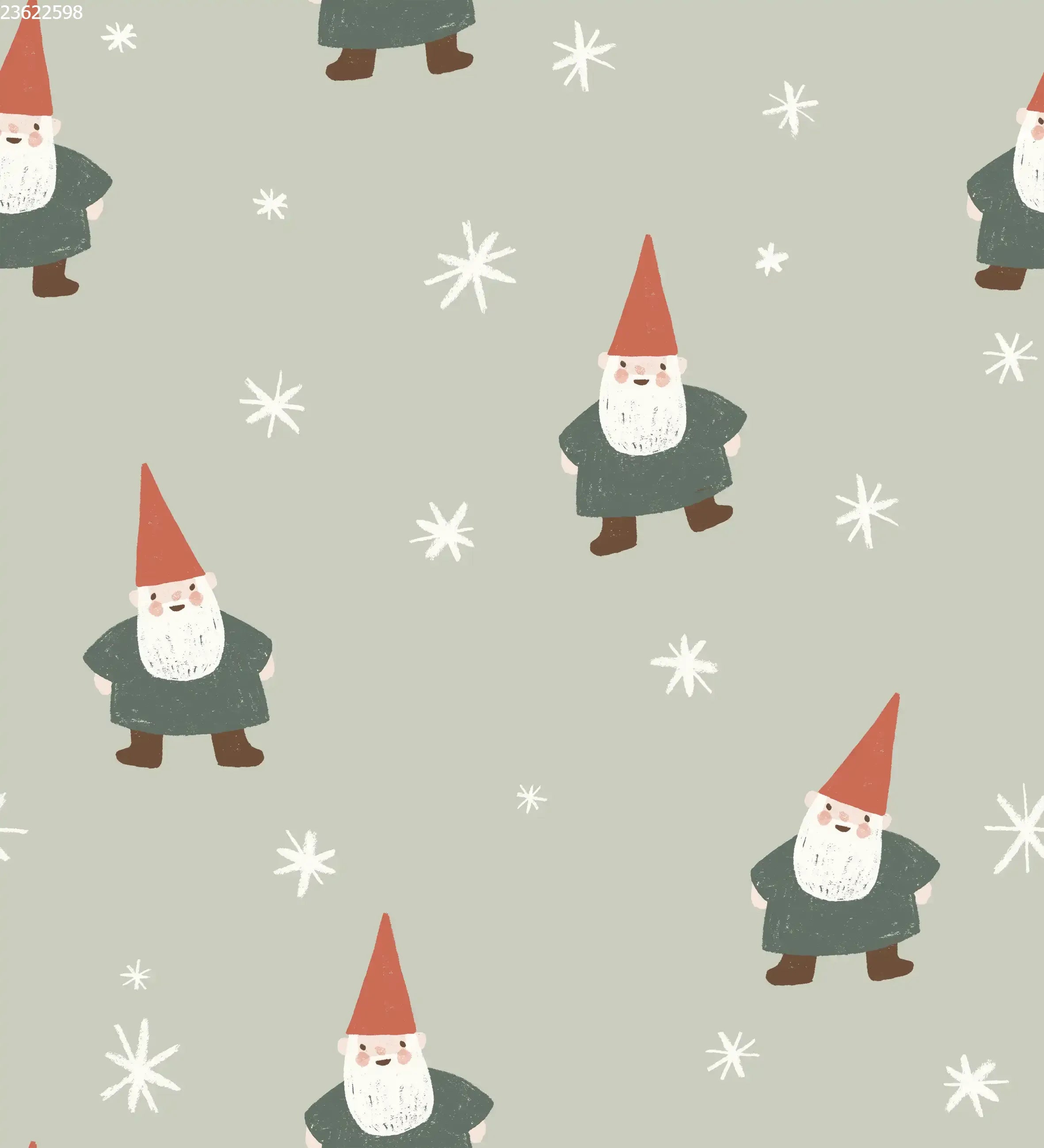 Christmas Gnome and Stars Big Green - Family Fabrics B.V.