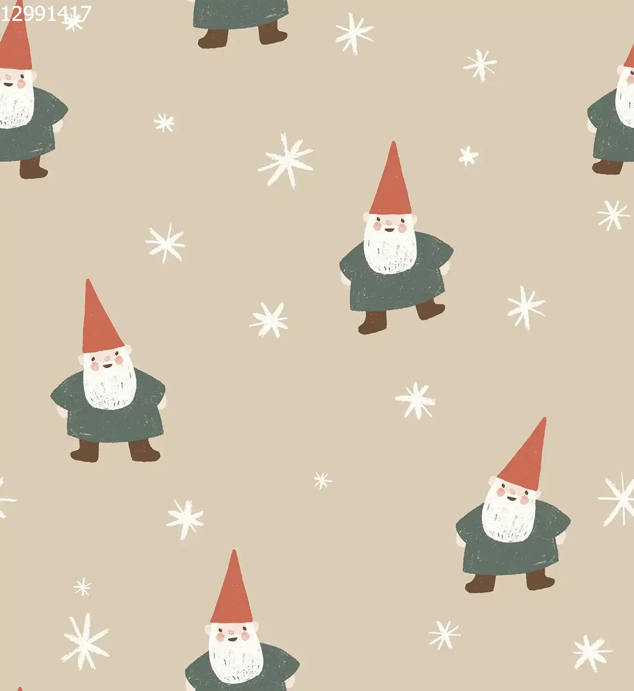 Christmas Gnome and Stars Small Beige - Family Fabrics B.V.