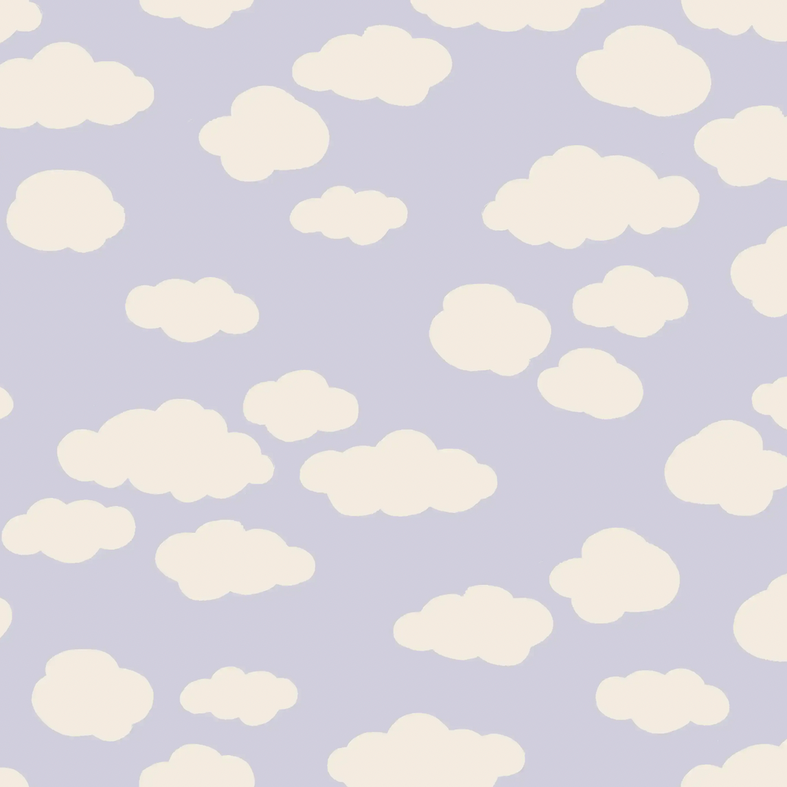 Pattern of white clouds on a light purple background