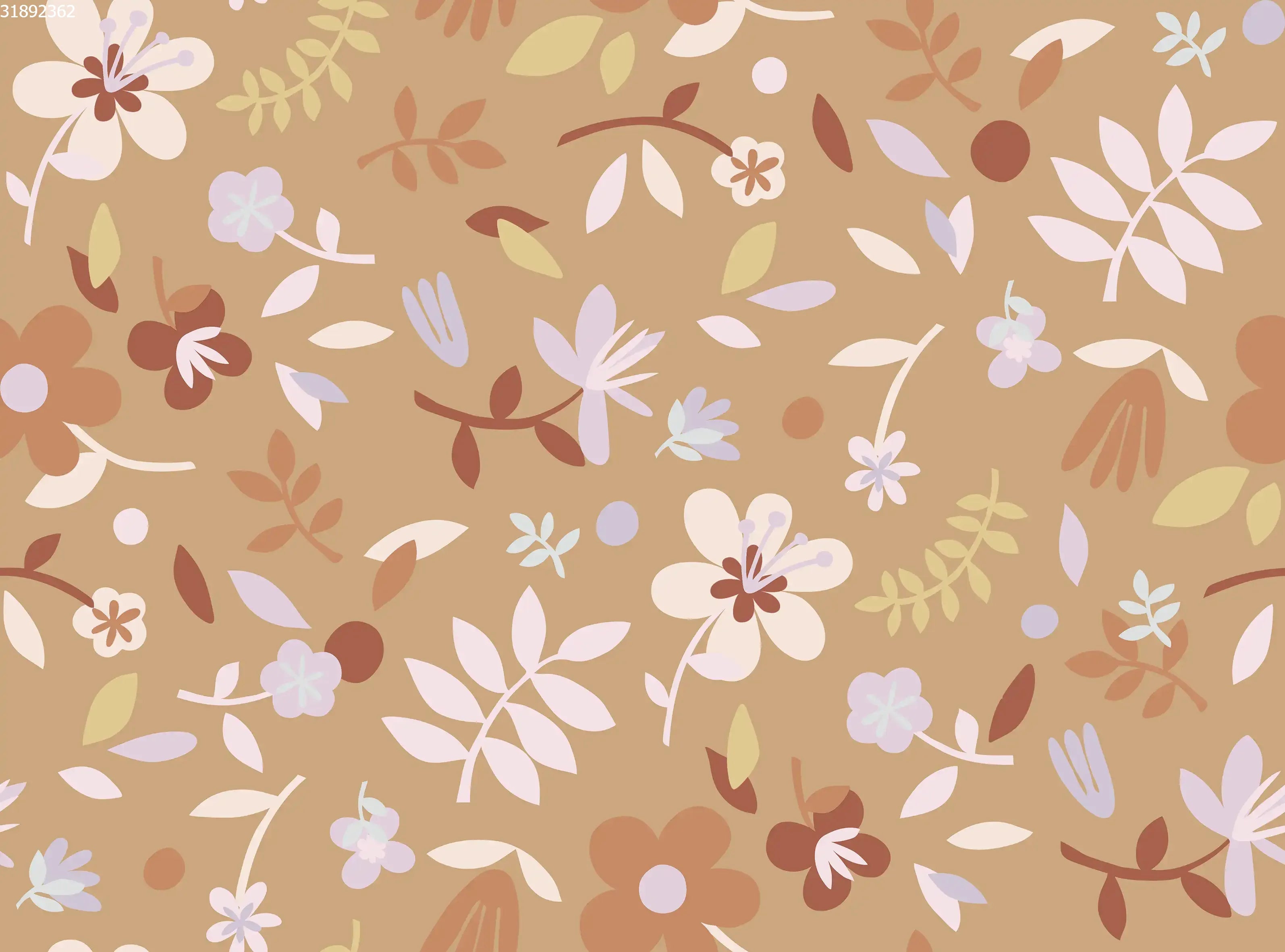 Collage Flower Light Brown Small - Family Fabrics B.V.