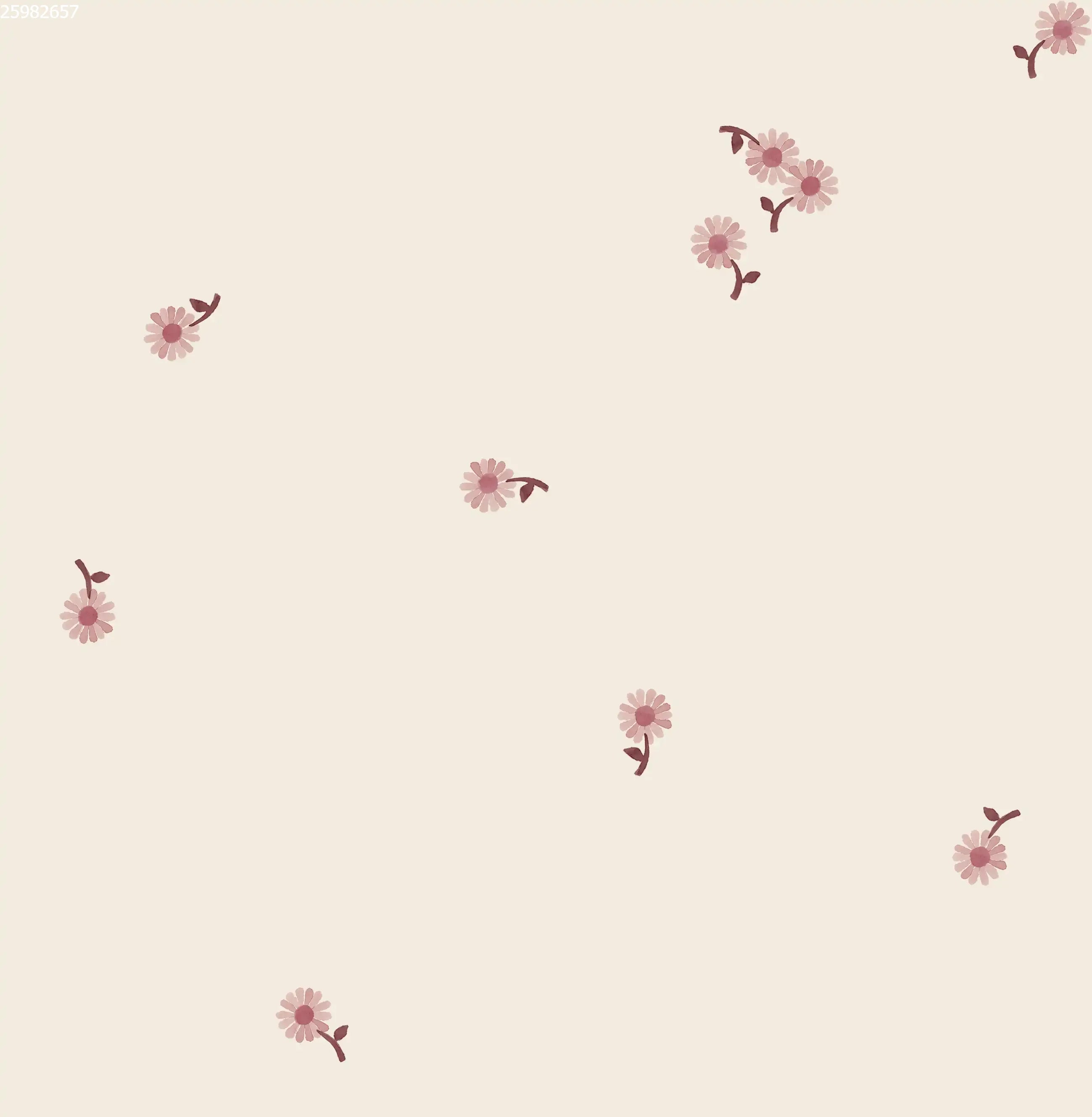 Daisy Stem Pink Light Beige - Family Fabrics B.V.