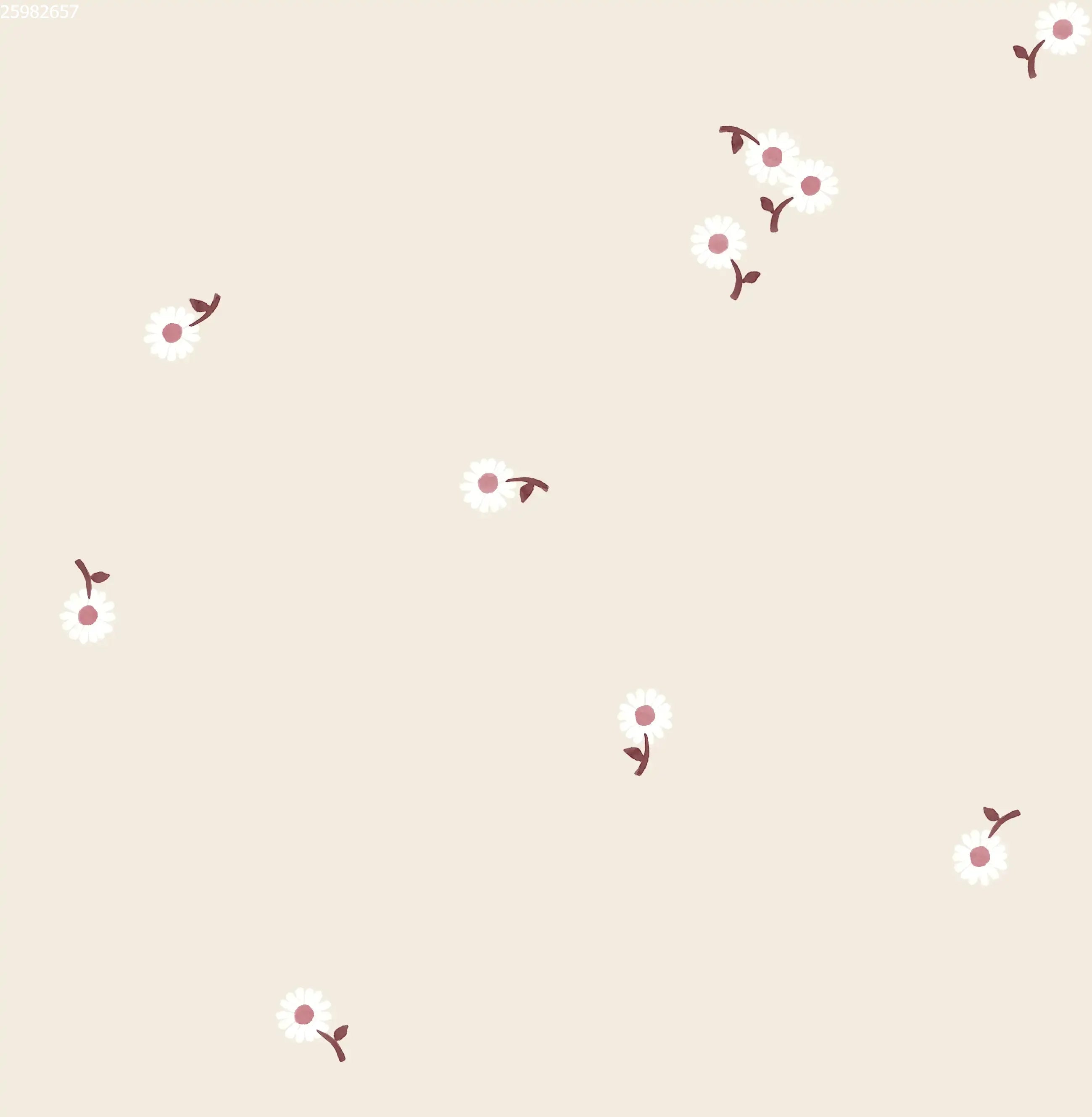 Daisy Stem Plum Light Beige - Family Fabrics B.V.