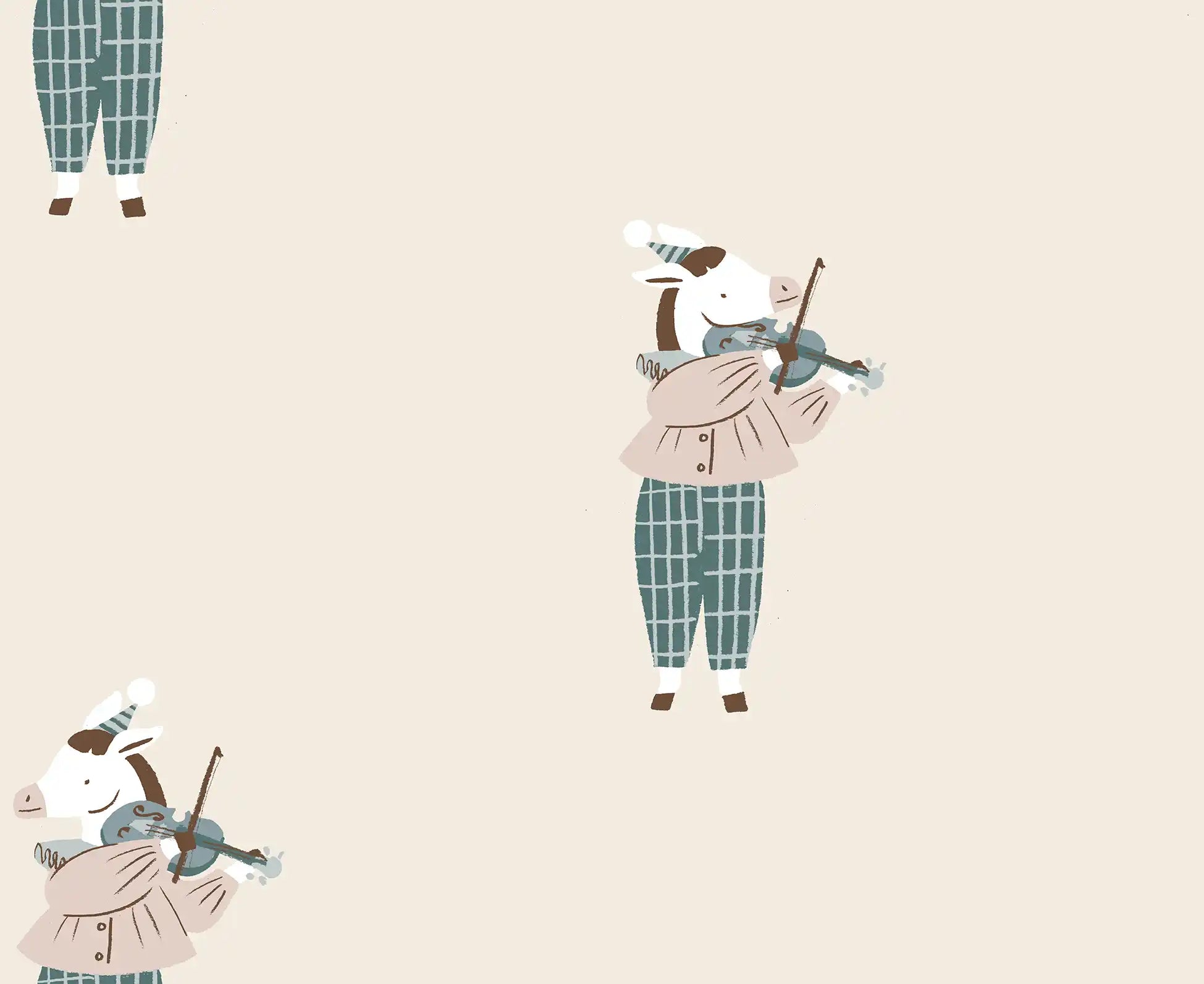 Donkey with Violin Blue - Family Fabrics B.V.