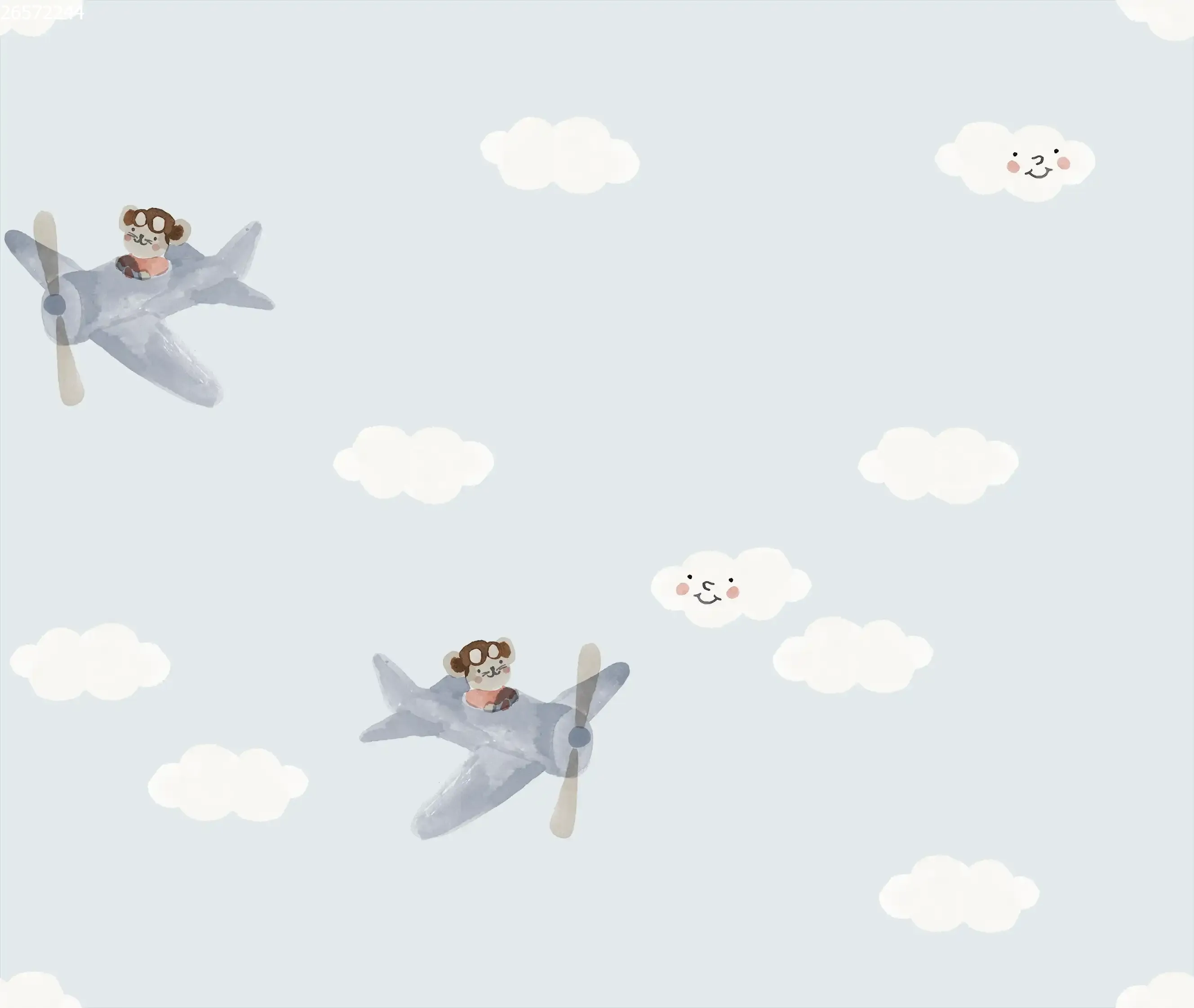 Fantasy Airplane Blue on Blue - Family Fabrics B.V.