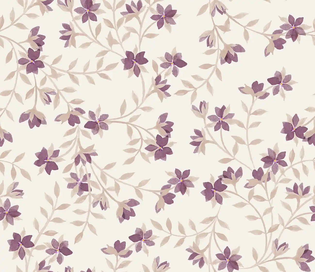 Fleur De Vigne Beige Purple - Family Fabrics B.V.