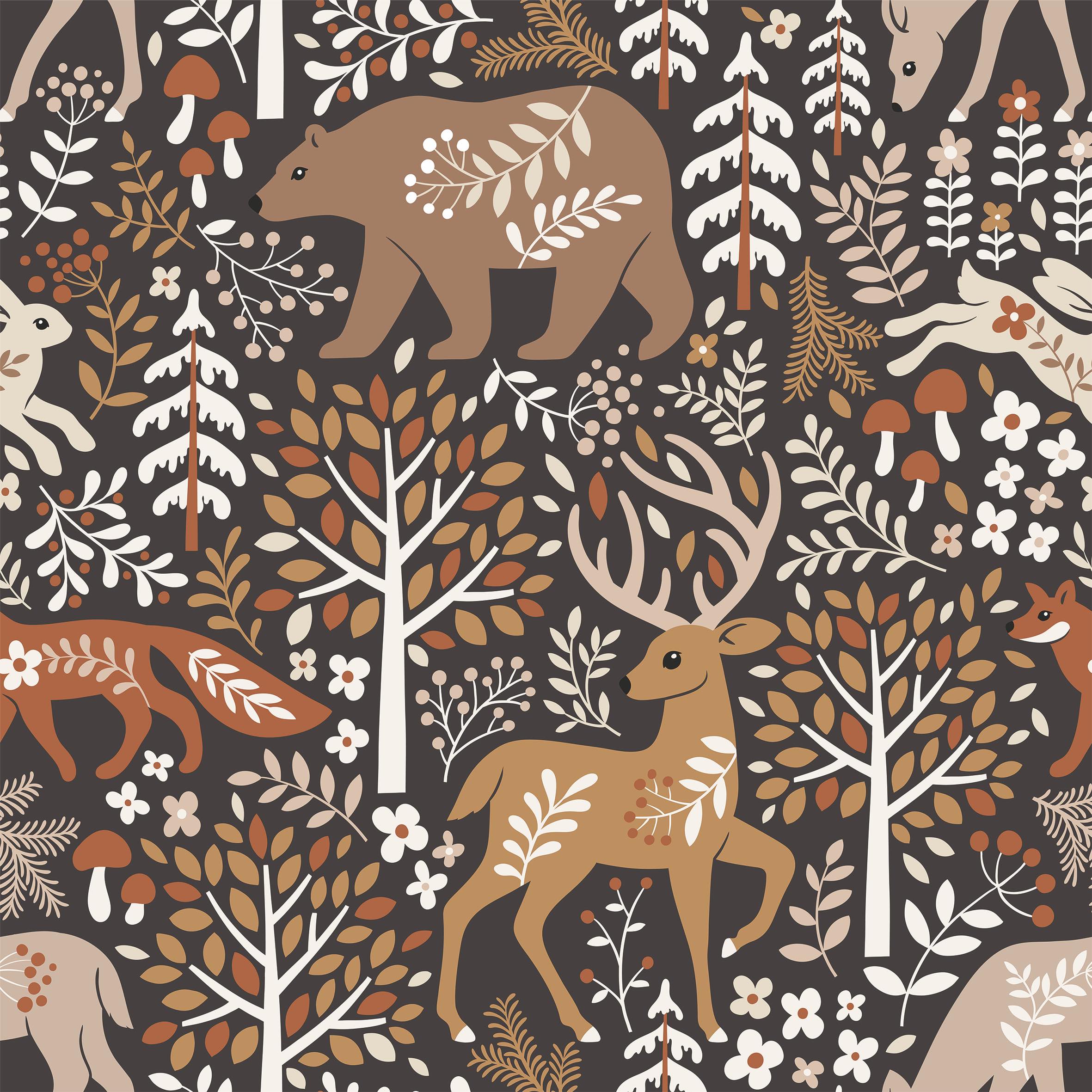 Forest Animals Dark Brown - Family Fabrics B.V.