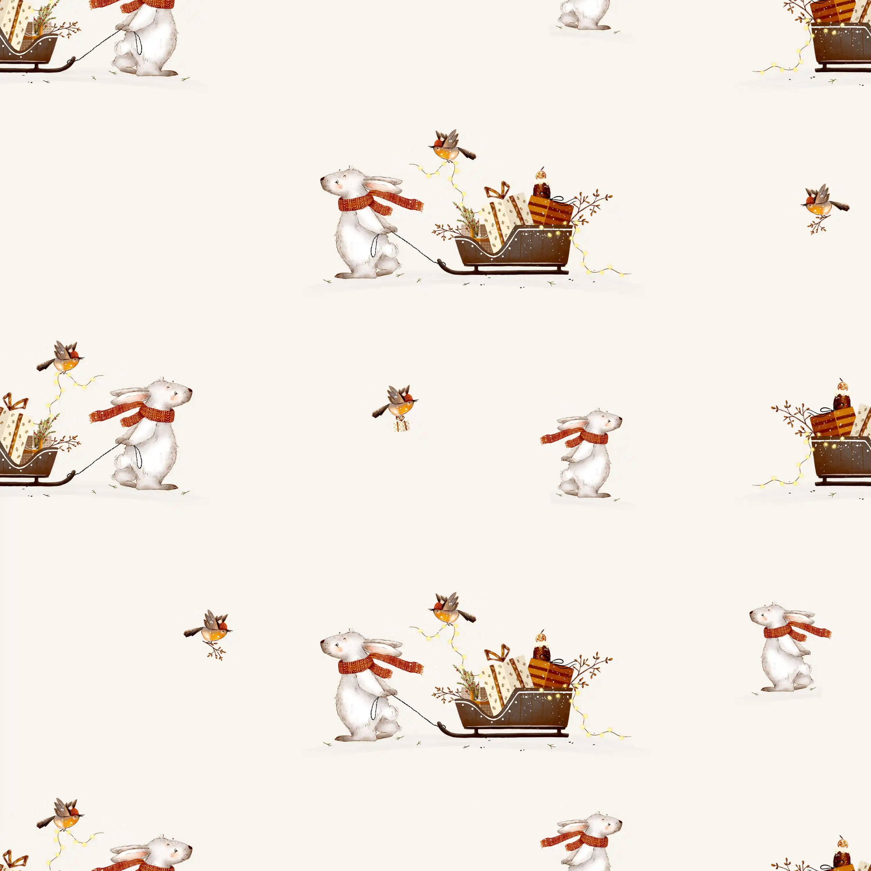 Holly Jolly Bunny Offwhite - Family Fabrics B.V.