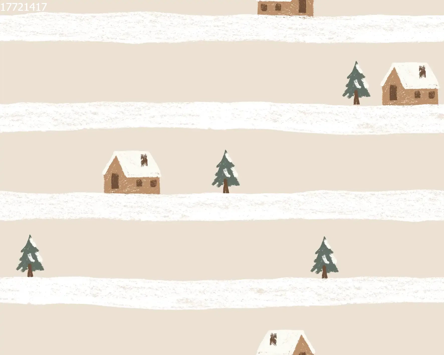 House in the Snow Stripe Beige - Family Fabrics B.V.