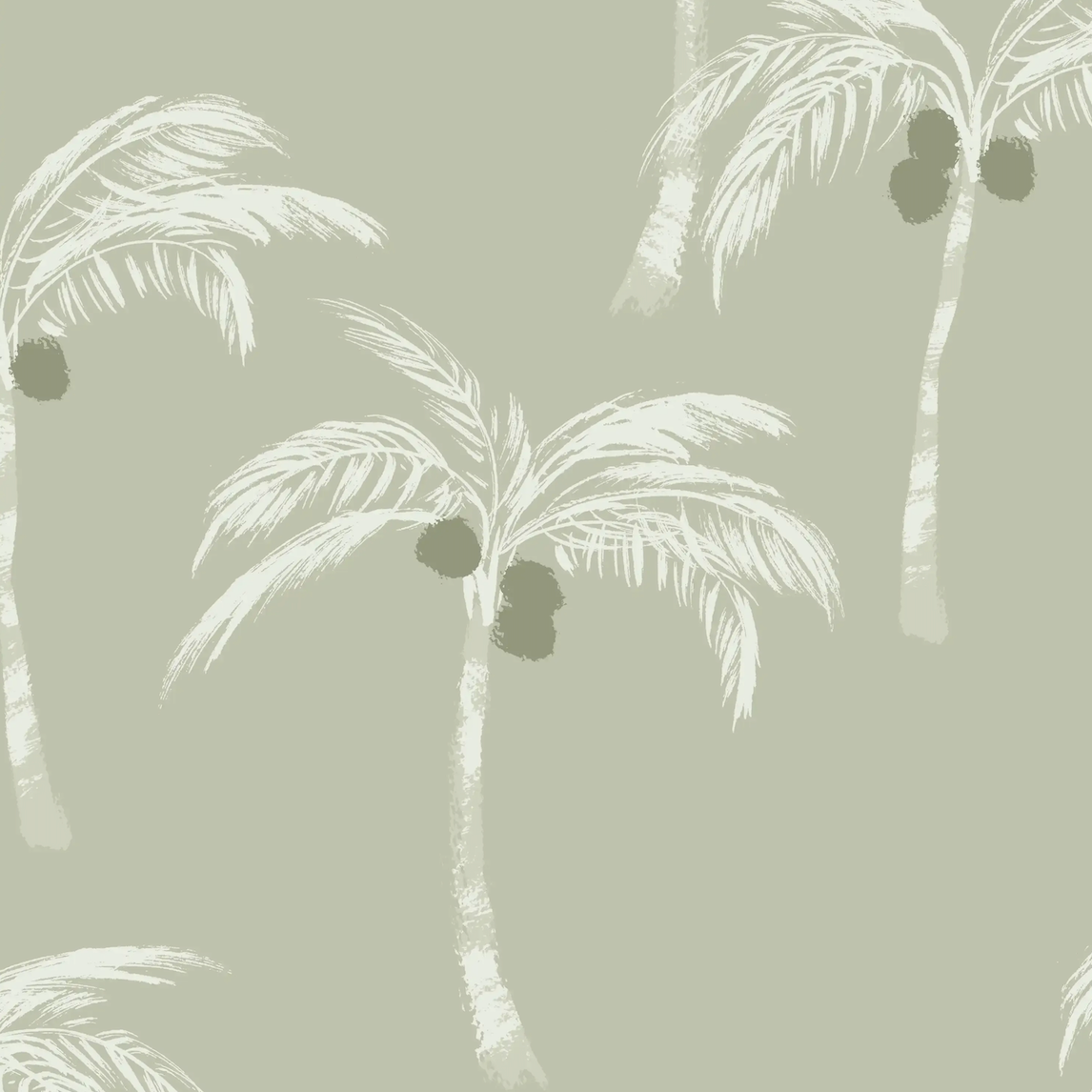 Palm Trees & Coconuts Green - Family Fabrics B.V.