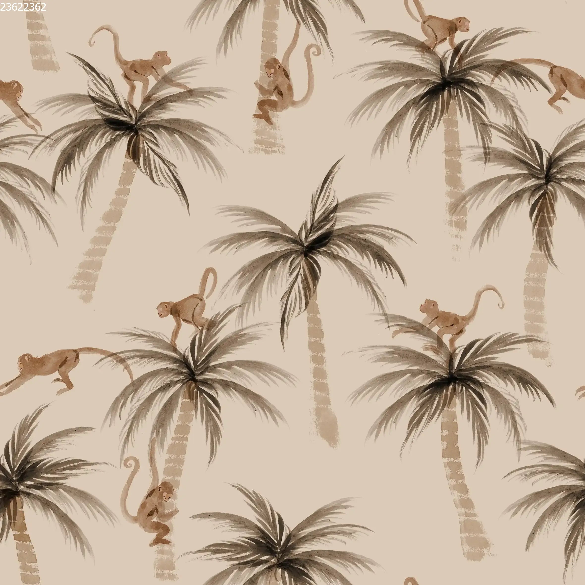 Palms & Monkeys Sand - Family Fabrics B.V.