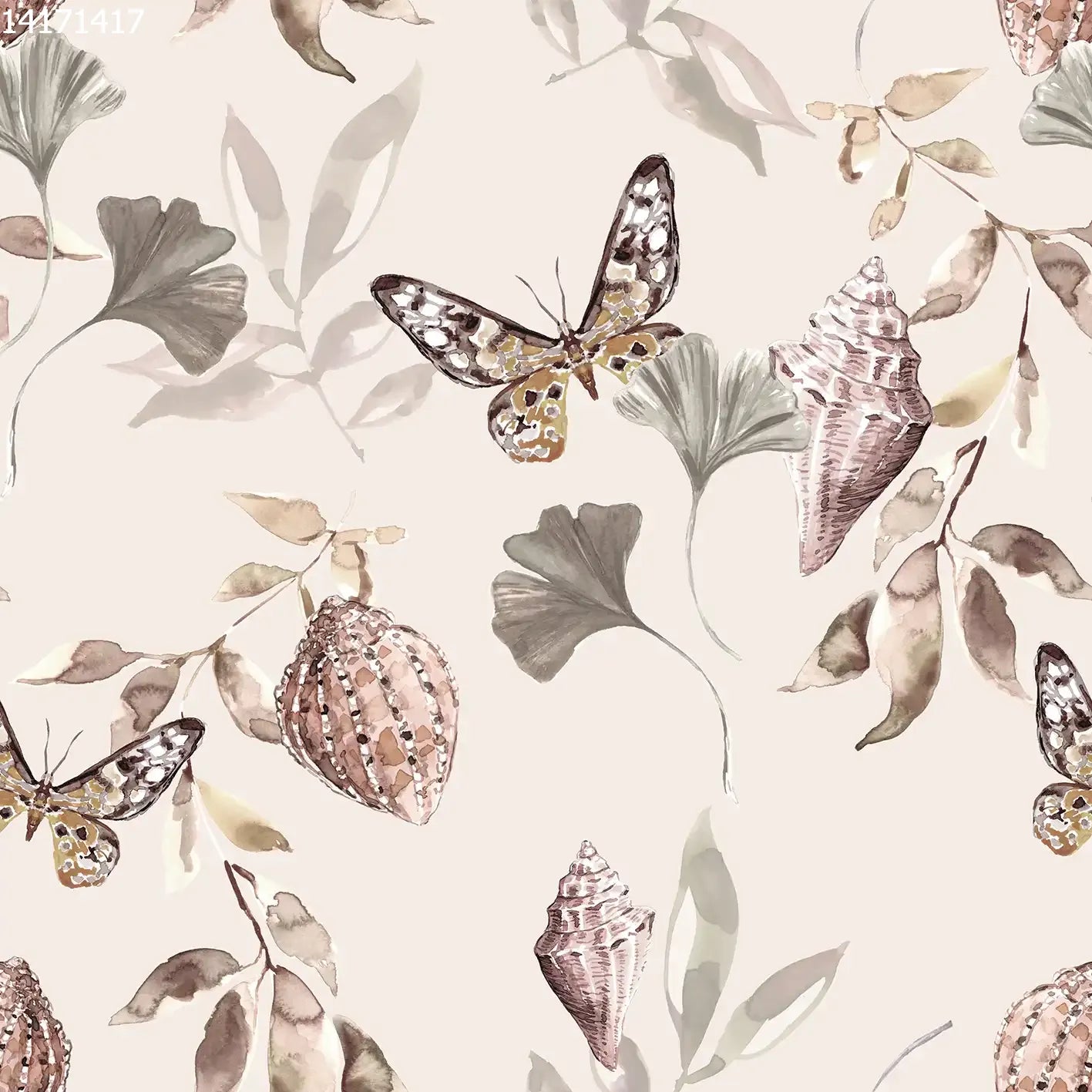 Shells & Leaves Sand - Family Fabrics B.V.