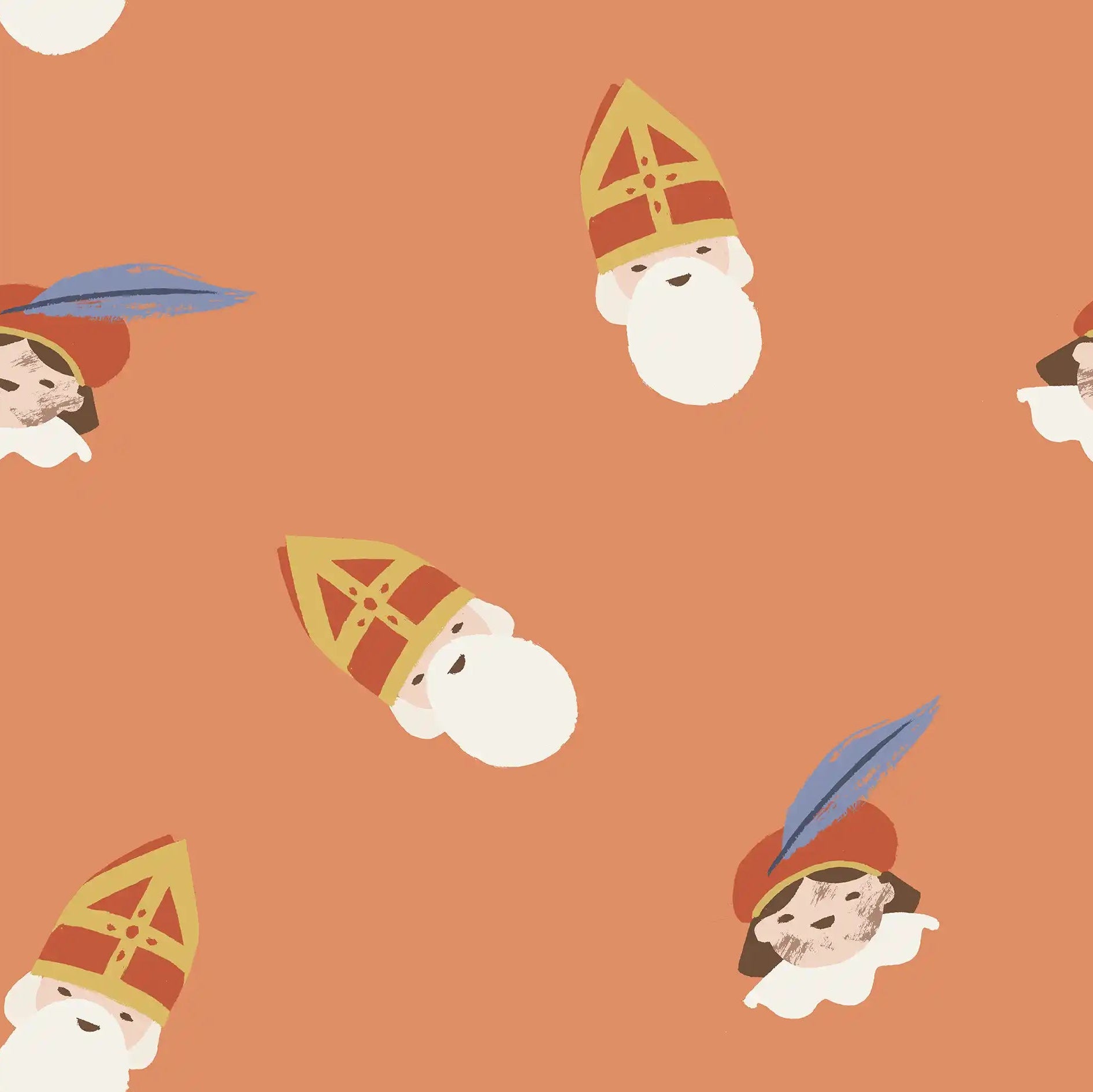 Sint and Piet Portrait Orange - Family Fabrics B.V.