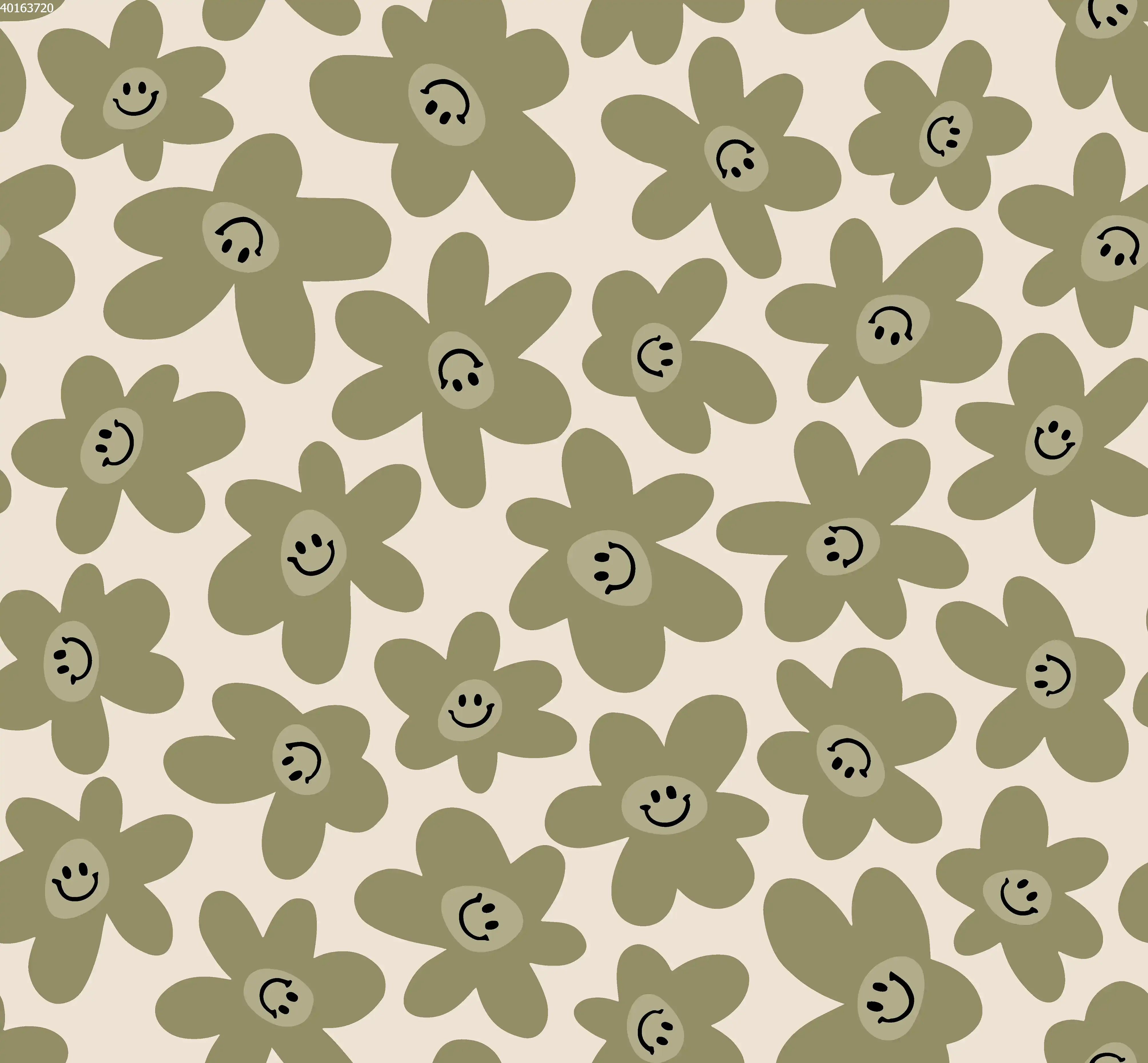 Smiling Flower Green - Family Fabrics B.V.
