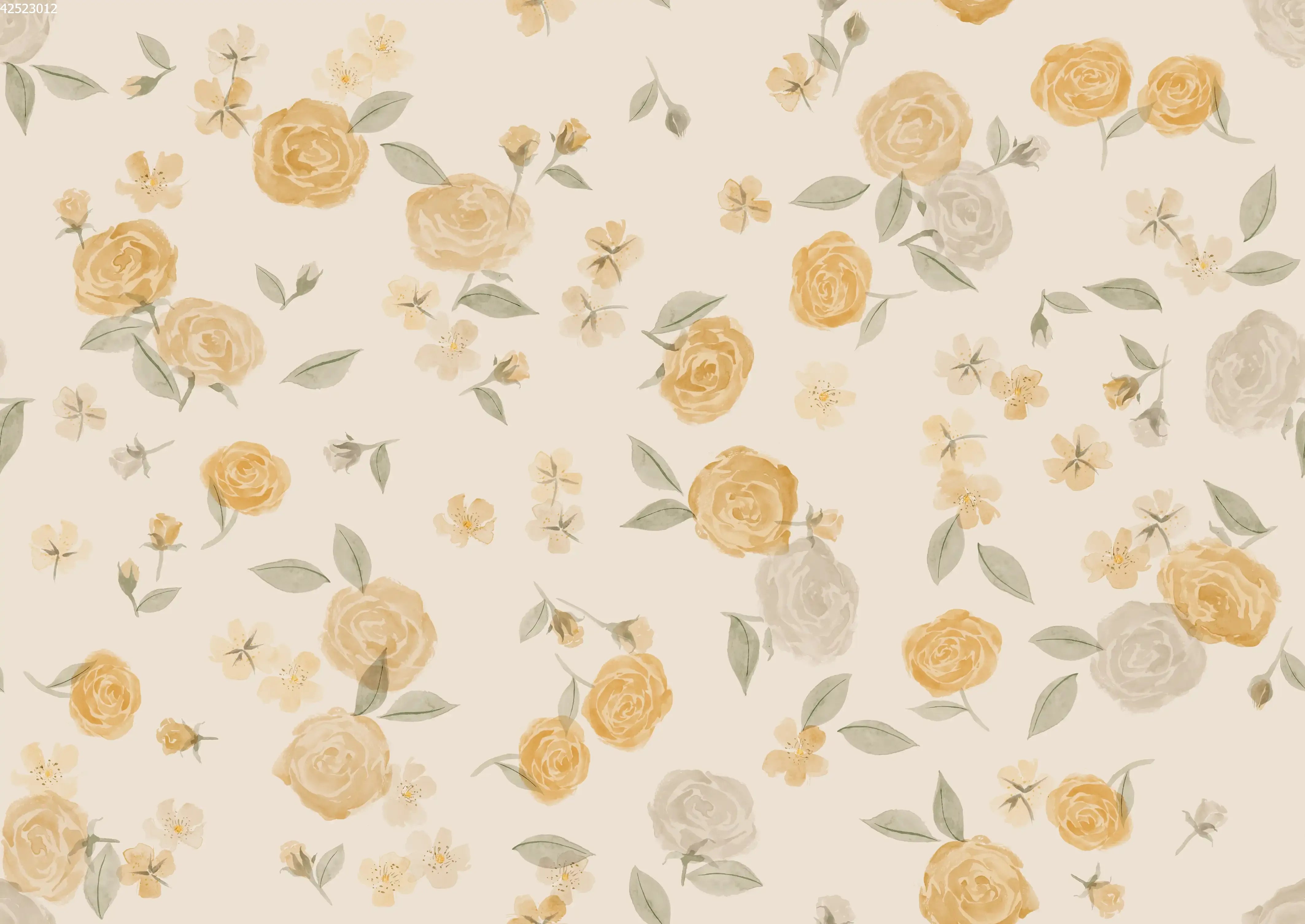 Summer Rose Yellow Beige - Family Fabrics B.V.