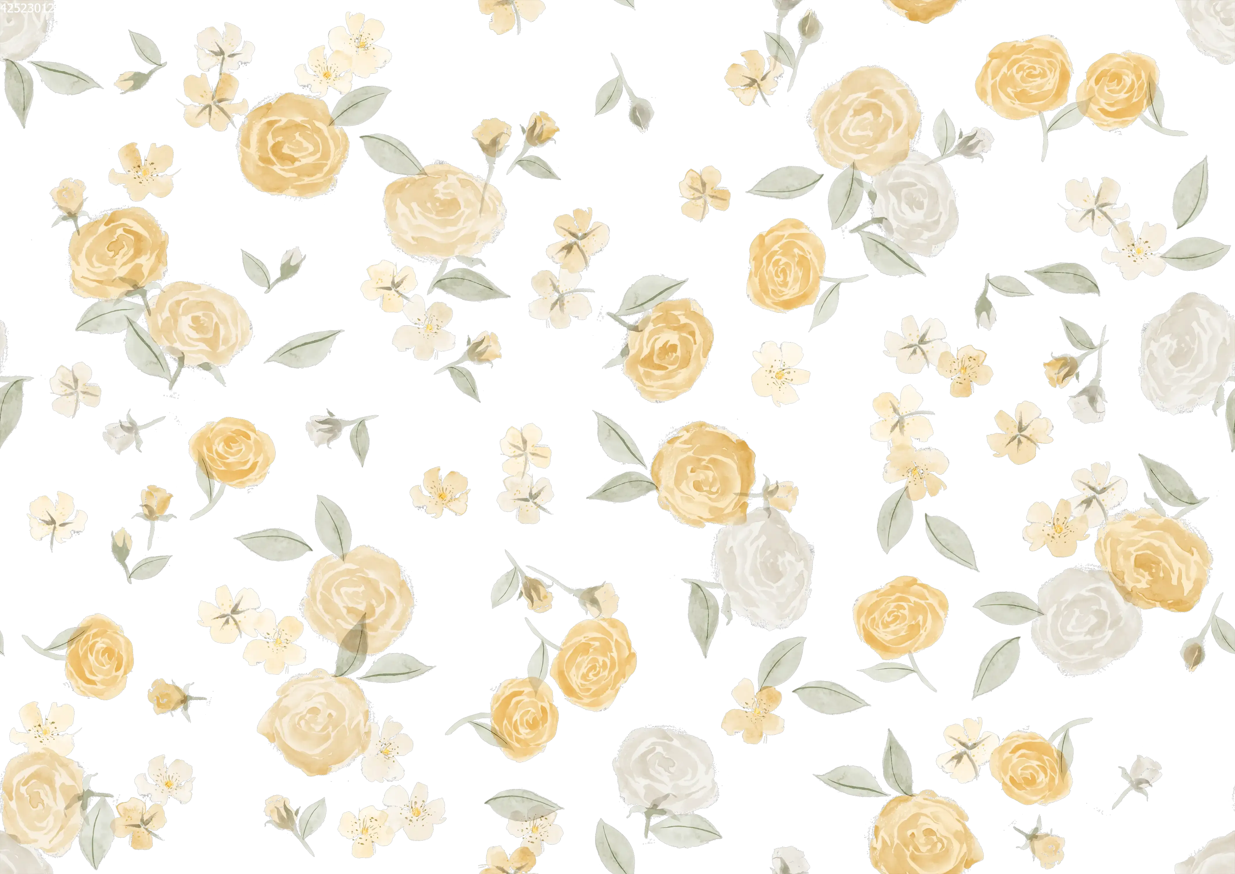 Summer Rose Yellow Off White - Family Fabrics B.V.
