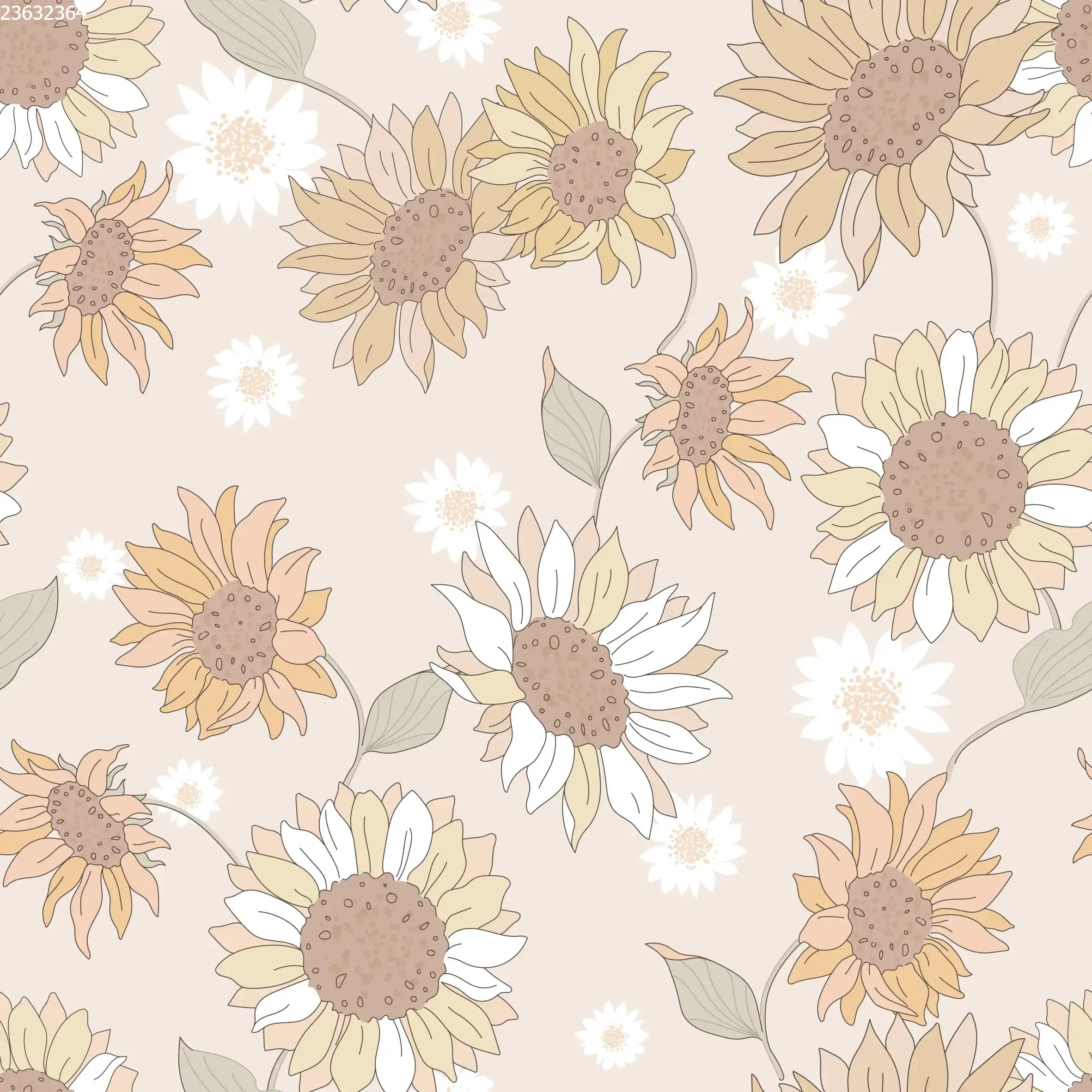 Sunflowers & Daisies Sand - Family Fabrics B.V.