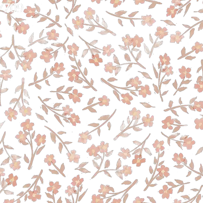 Floral pattern with pink flowers and green leaves on a white background