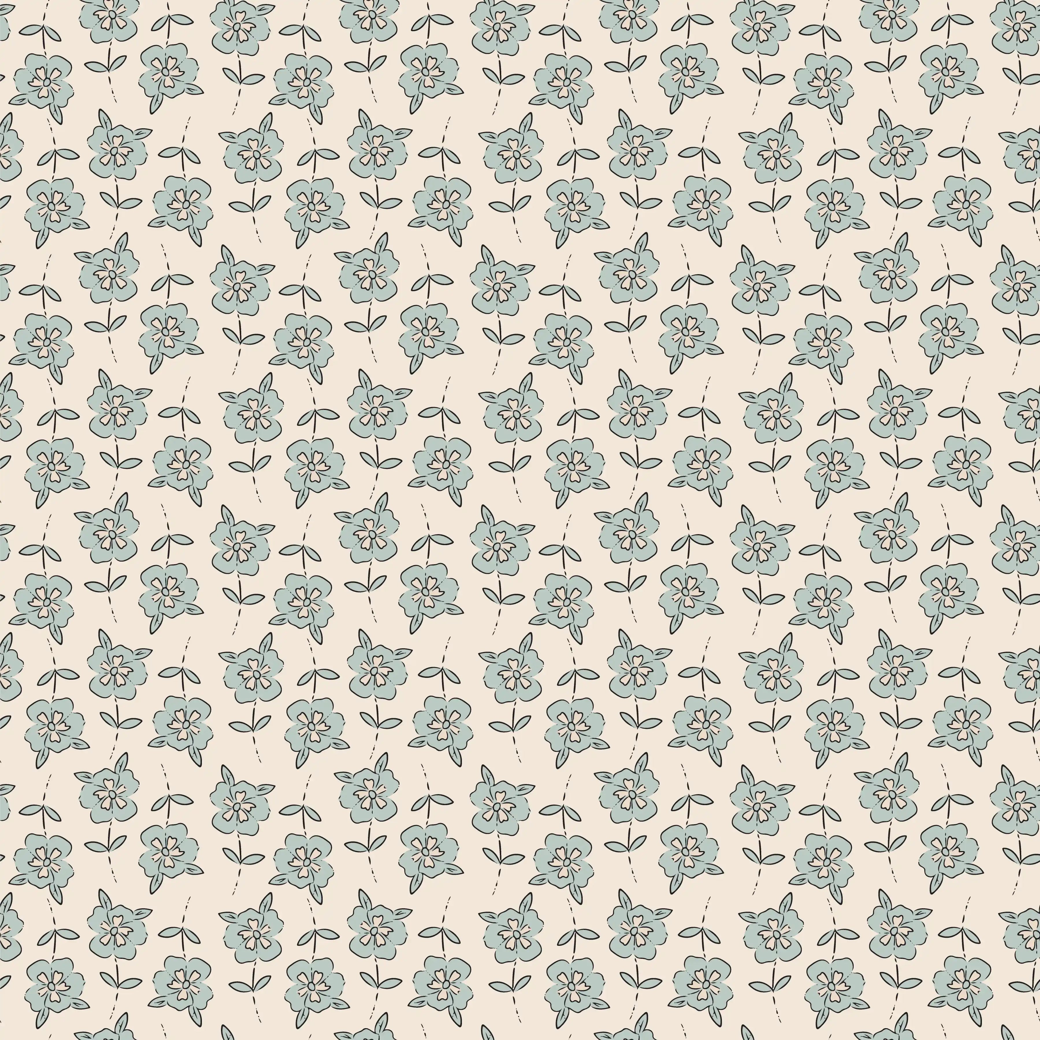 Turquoise Petite Petals - Family Fabrics B.V.